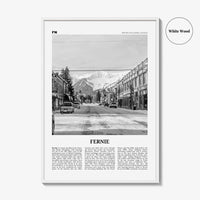 Fernie Print Black and White, Fernie Wall Art, Fernie Poster, Fernie Photo, Fernie Wall Décor, Fernie Map, British Columbia, Canada