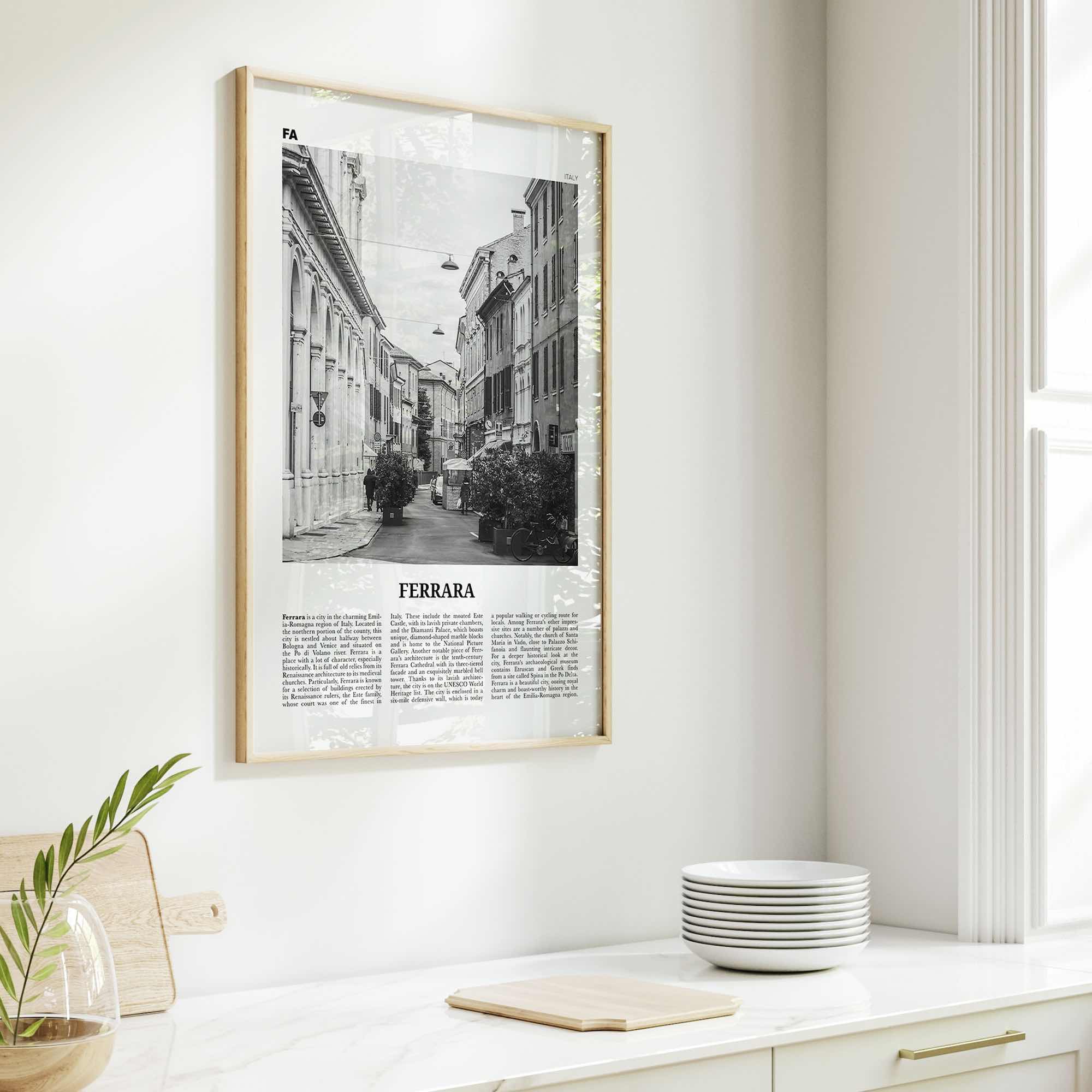 Ferrara Print Black and White, Ferrara Wall Art, Ferrara Poster, Ferrara Photo, Ferrara Wall Décor, Ferrara Map, Italy