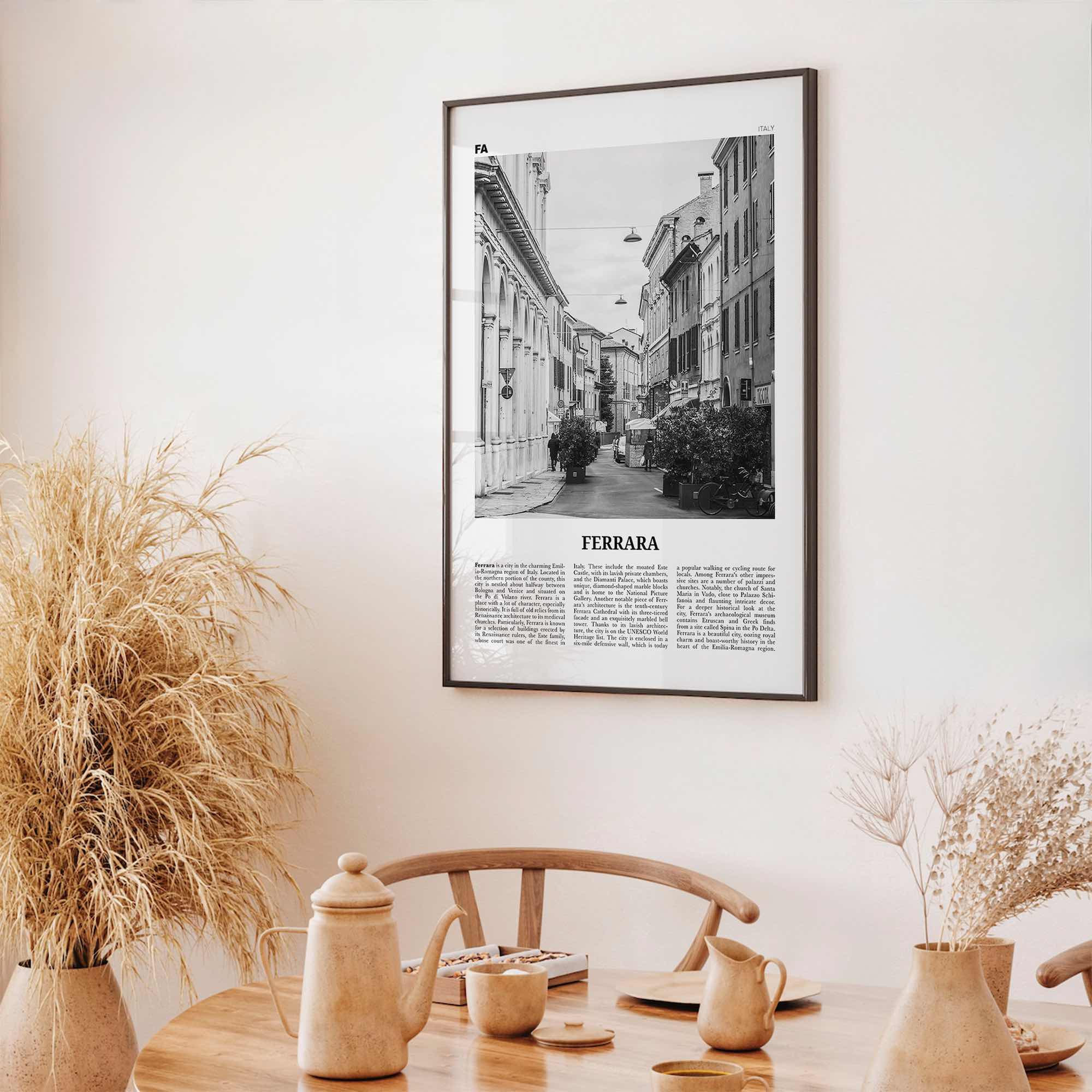 Ferrara Print Black and White, Ferrara Wall Art, Ferrara Poster, Ferrara Photo, Ferrara Wall Décor, Ferrara Map, Italy