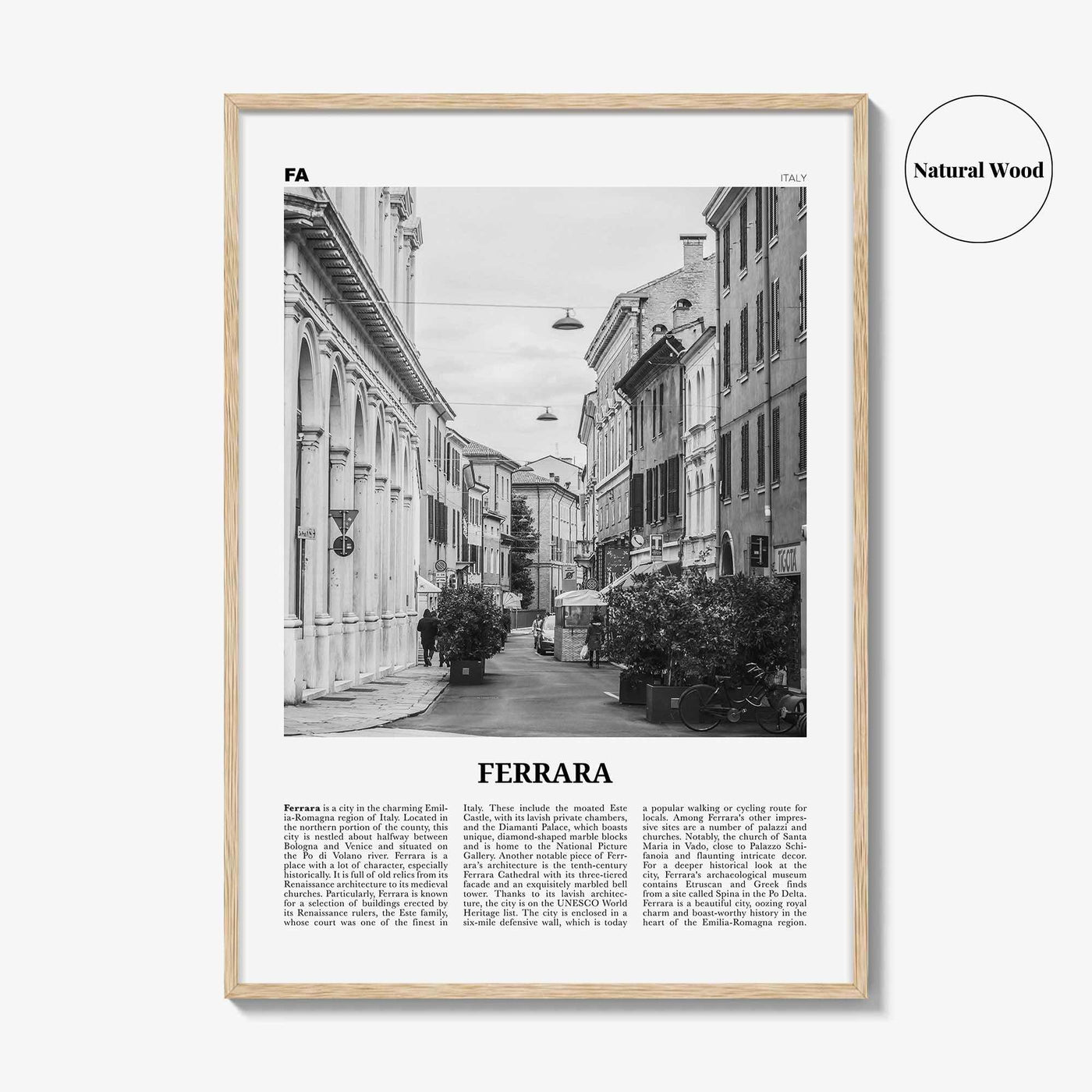 Ferrara Print Black and White, Ferrara Wall Art, Ferrara Poster, Ferrara Photo, Ferrara Wall Décor, Ferrara Map, Italy