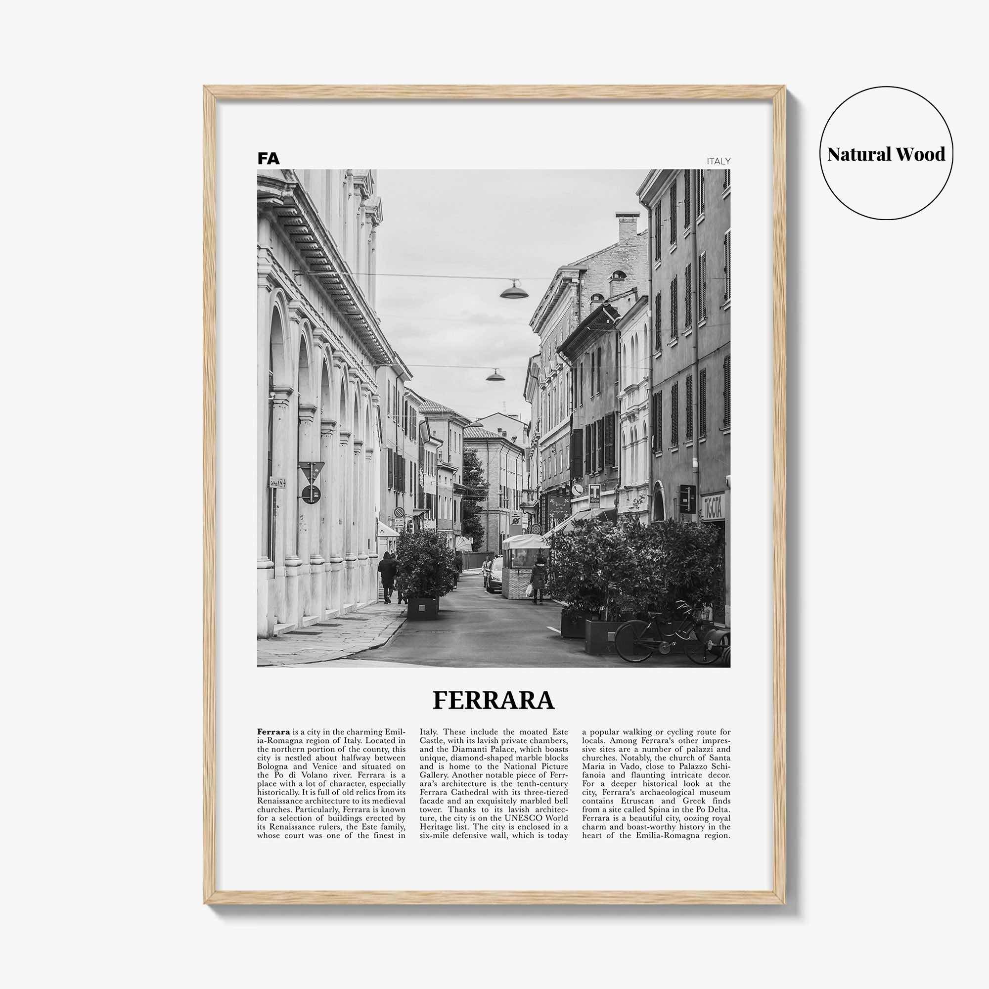 Ferrara Print Black and White, Ferrara Wall Art, Ferrara Poster, Ferrara Photo, Ferrara Wall Décor, Ferrara Map, Italy