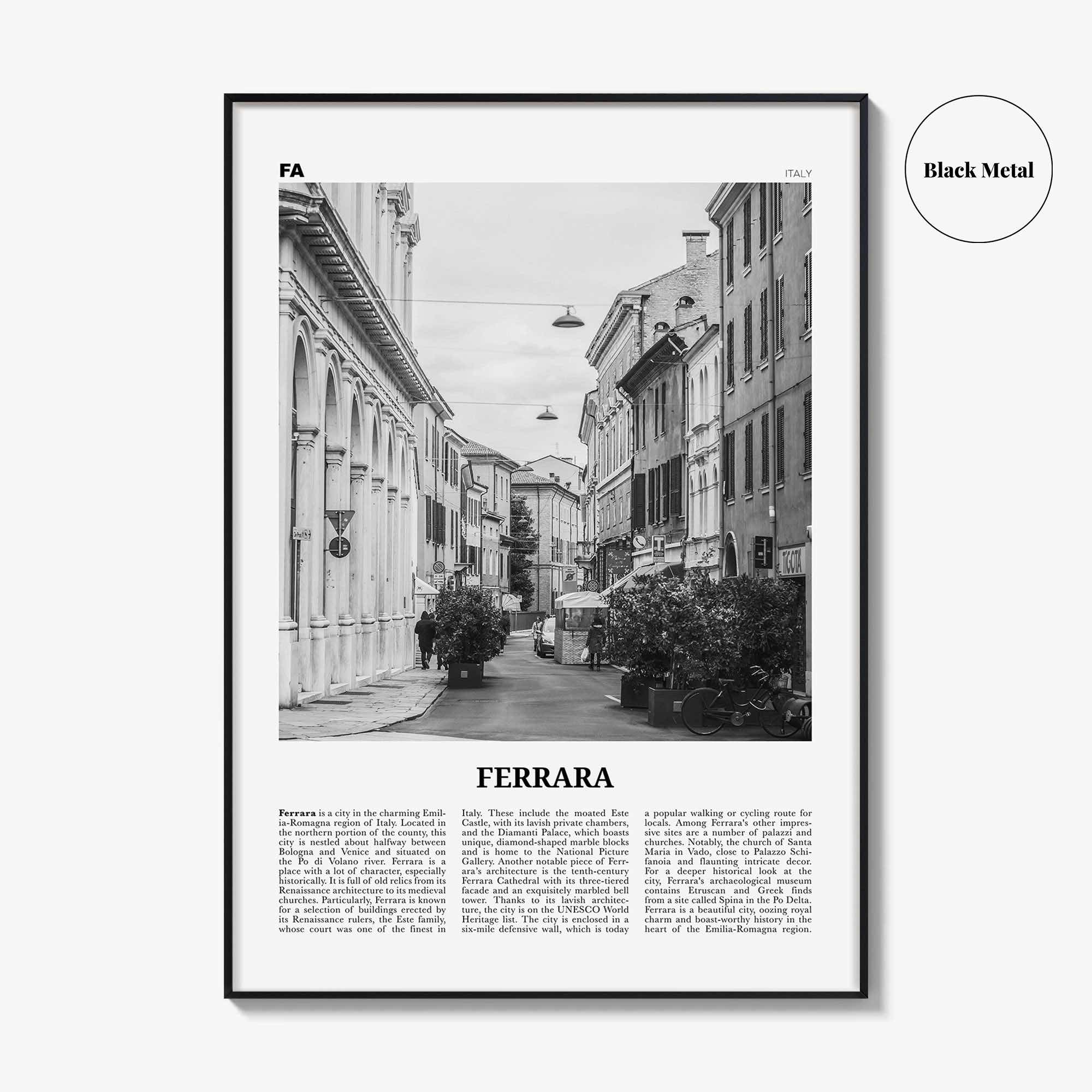 Ferrara Print Black and White, Ferrara Wall Art, Ferrara Poster, Ferrara Photo, Ferrara Wall Décor, Ferrara Map, Italy