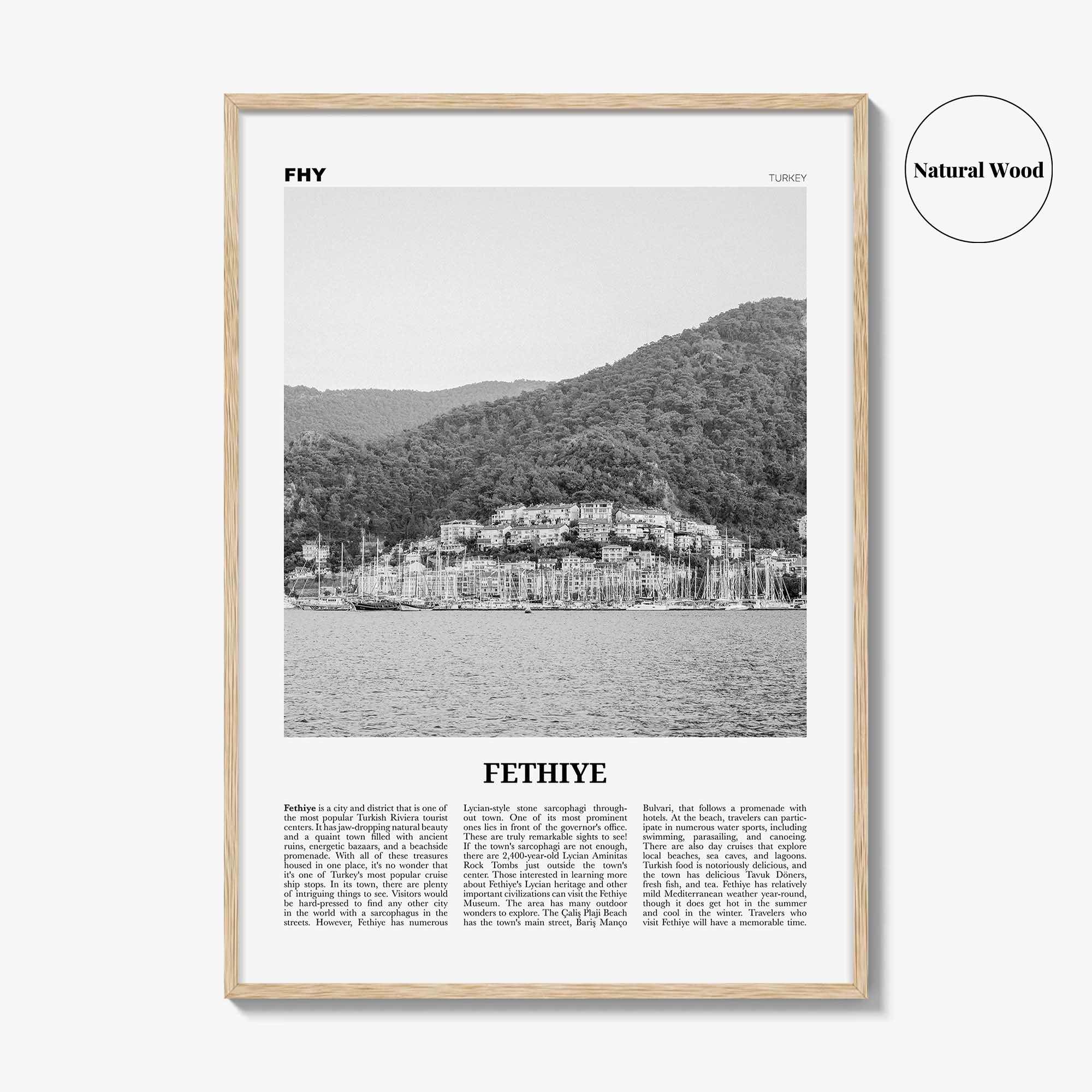 Fethiye Print Black and White, Fethiye Wall Art, Fethiye Poster, Fethiye Photo, Fethiye Wall Décor, Turkey, Europe, Türkiye, Turkish