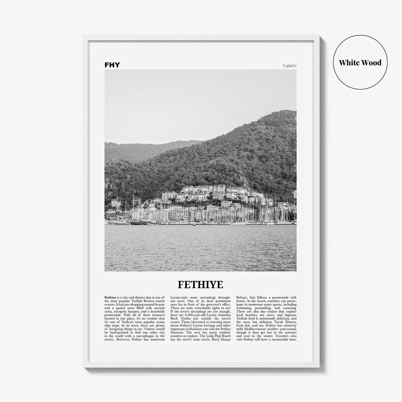 Fethiye Print Black and White, Fethiye Wall Art, Fethiye Poster, Fethiye Photo, Fethiye Wall Décor, Turkey, Europe, Türkiye, Turkish