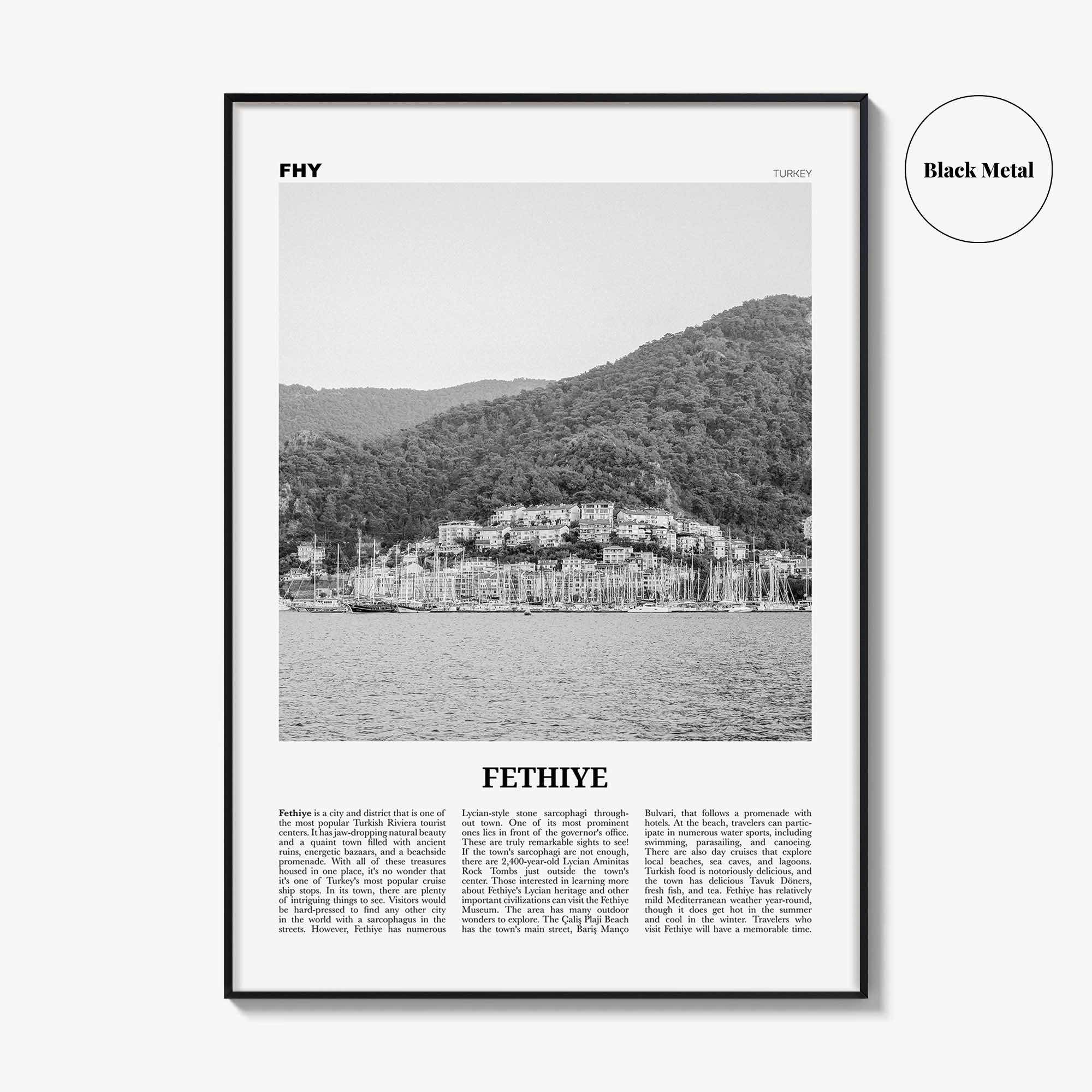 Fethiye Print Black and White, Fethiye Wall Art, Fethiye Poster, Fethiye Photo, Fethiye Wall Décor, Turkey, Europe, Türkiye, Turkish