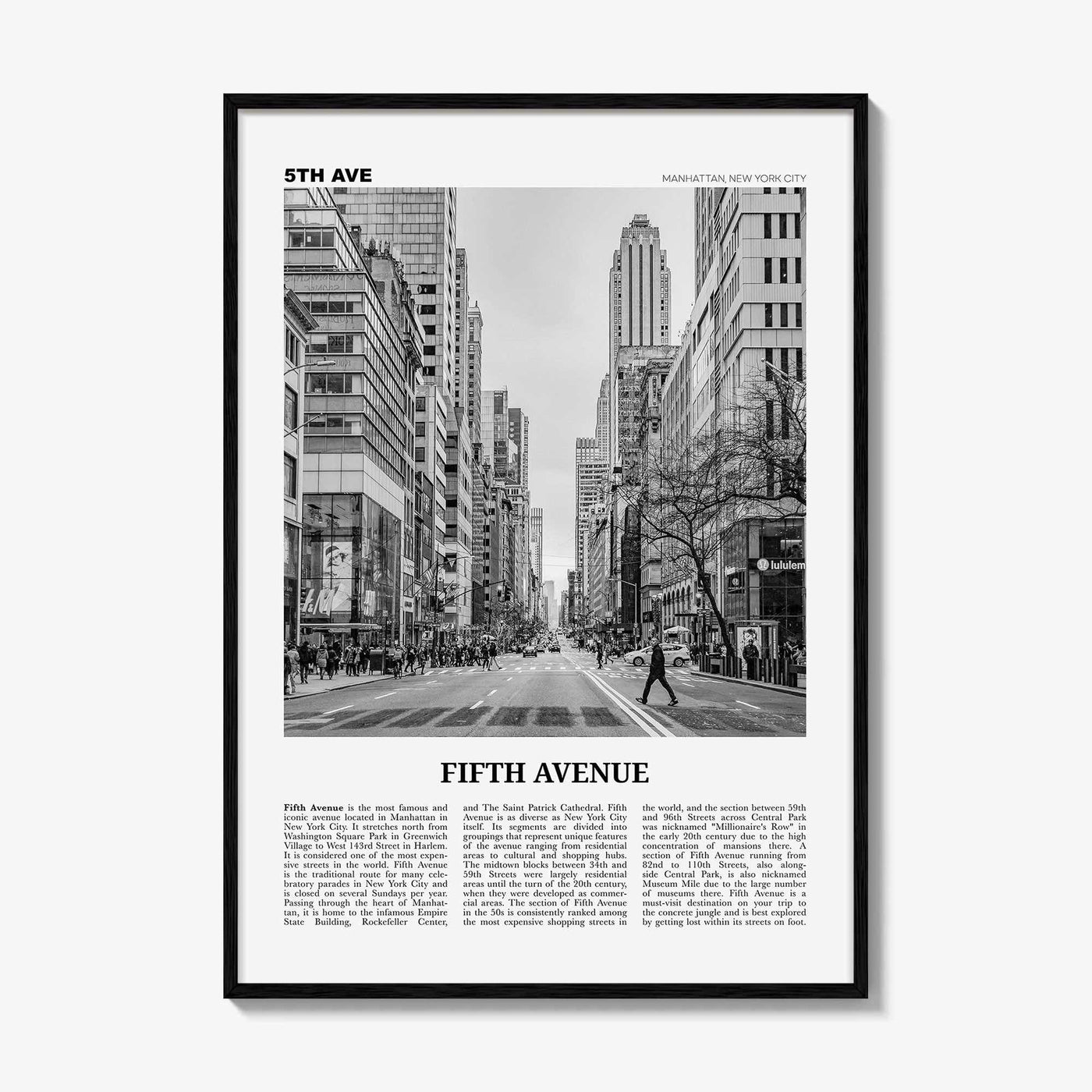 Fifth Avenue Print Black and White, 5th Avenue Wall Art, 5th Avenue Poster, 5th Avenue Photo, 5th Avenue Wall Décor, New York, United States