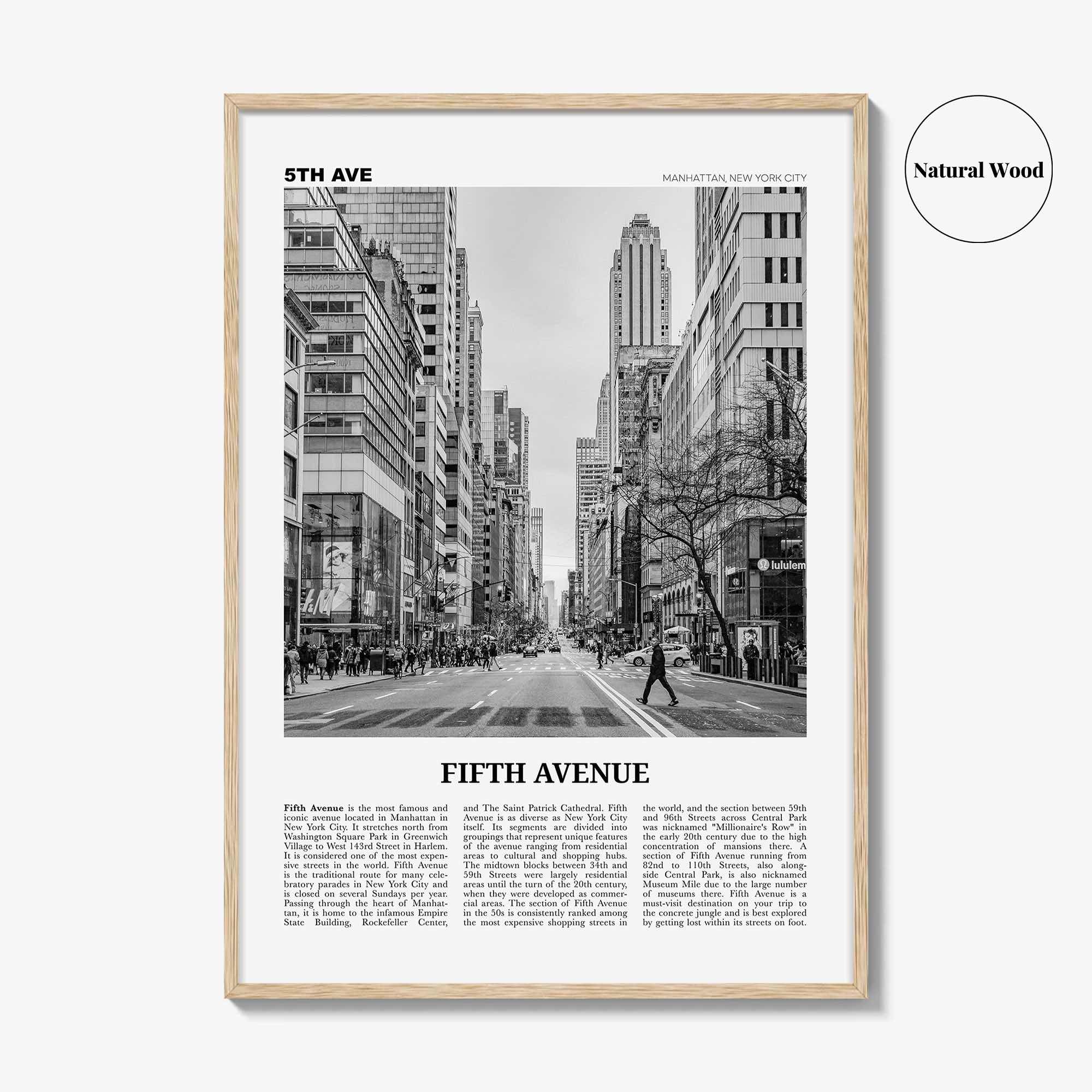 Fifth Avenue Print Black and White, 5th Avenue Wall Art, 5th Avenue Poster, 5th Avenue Photo, 5th Avenue Wall Décor, New York, United States