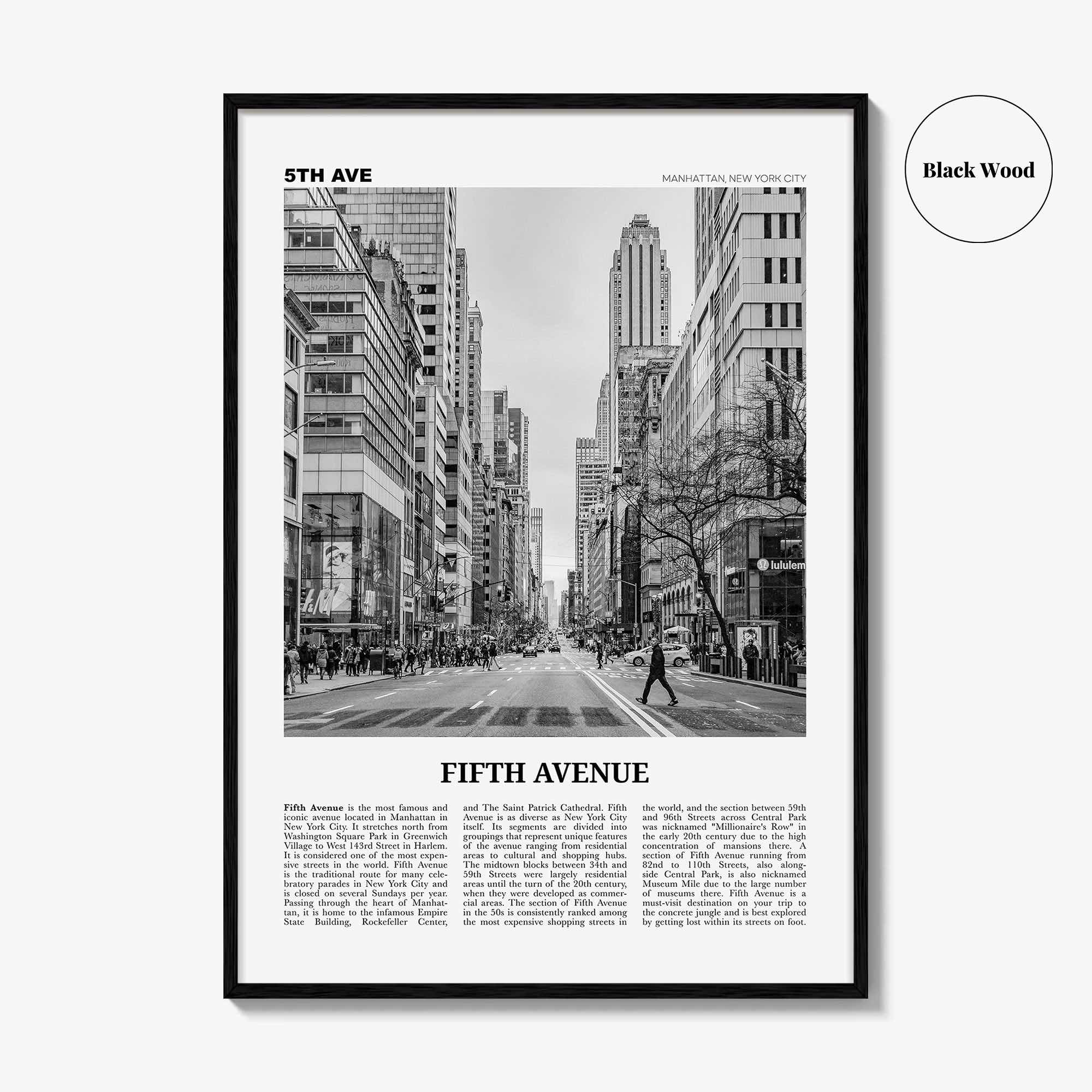 Fifth Avenue Print Black and White, 5th Avenue Wall Art, 5th Avenue Poster, 5th Avenue Photo, 5th Avenue Wall Décor, New York, United States