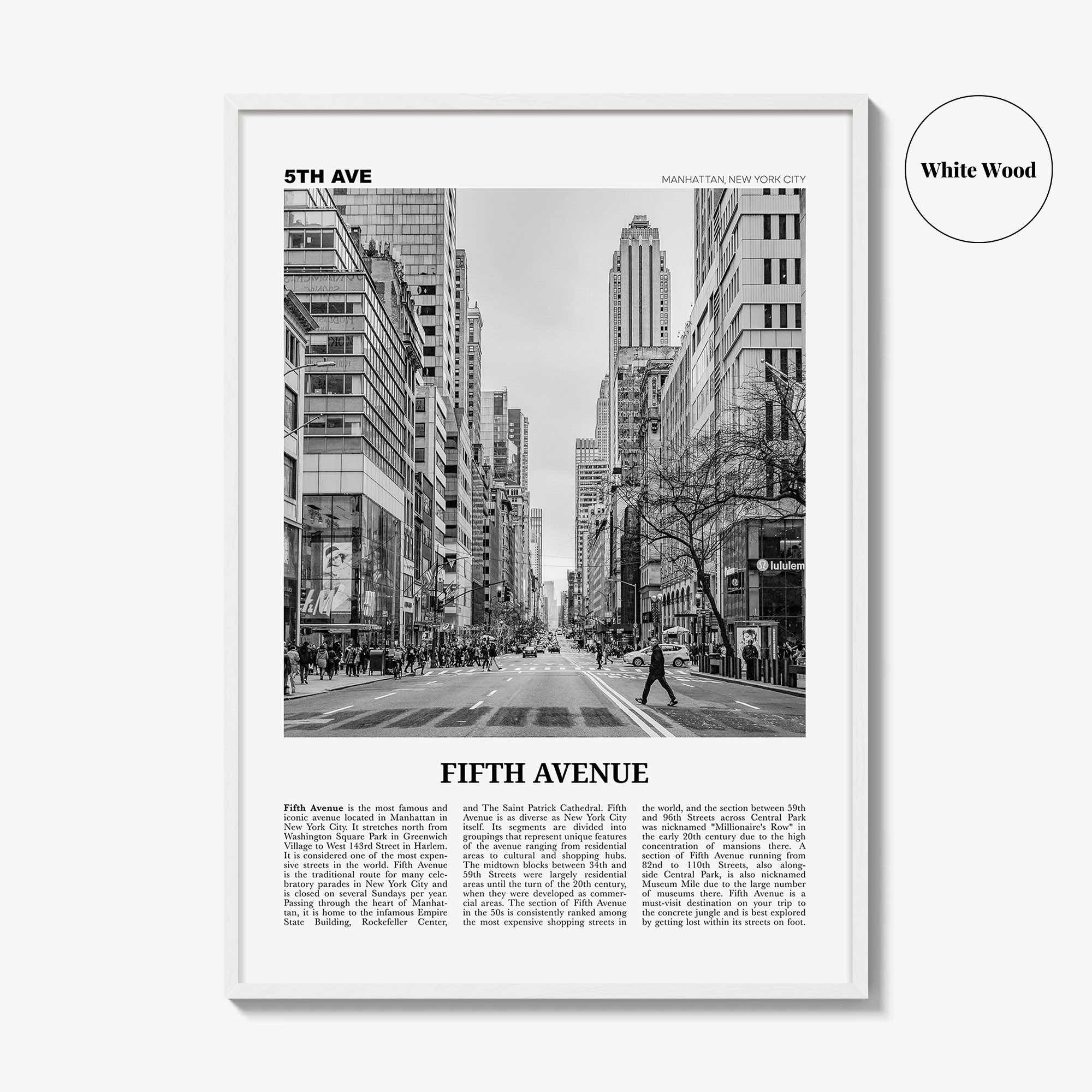 Fifth Avenue Print Black and White, 5th Avenue Wall Art, 5th Avenue Poster, 5th Avenue Photo, 5th Avenue Wall Décor, New York, United States