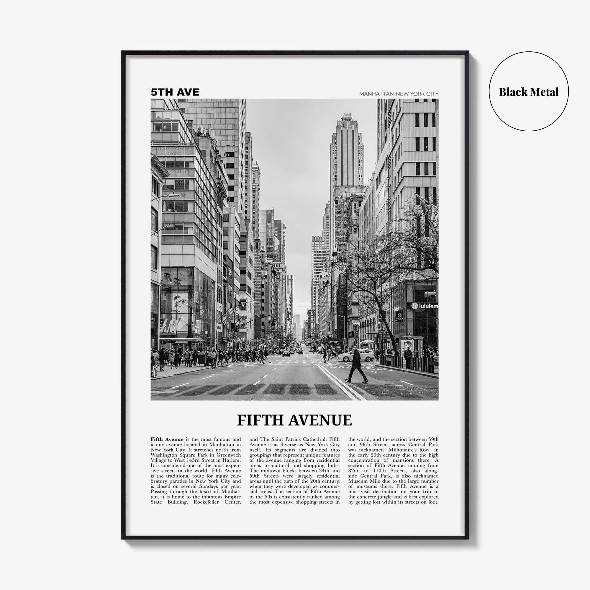 Fifth Avenue Print Black and White, 5th Avenue Wall Art, 5th Avenue Poster, 5th Avenue Photo, 5th Avenue Wall Décor, New York, United States