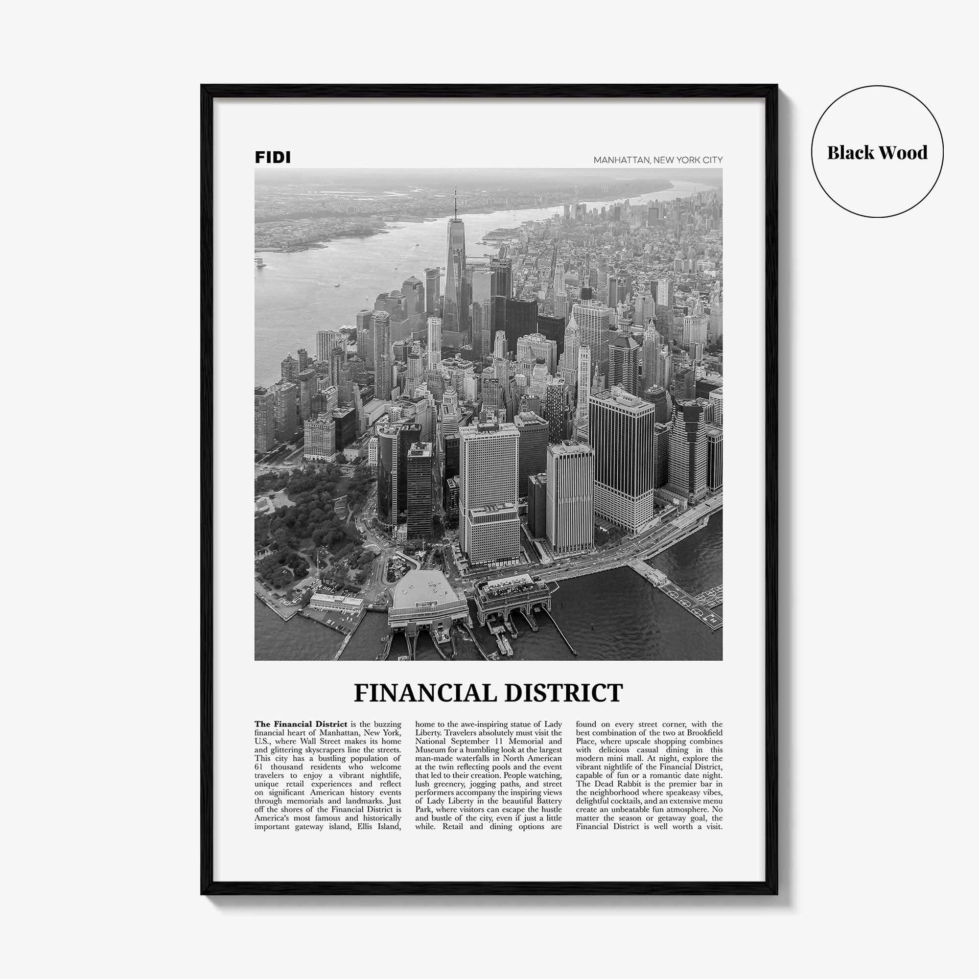 Financial District Print Black and White New York City, Financial District Wall Art, Financial District Poster, Financial District Photo