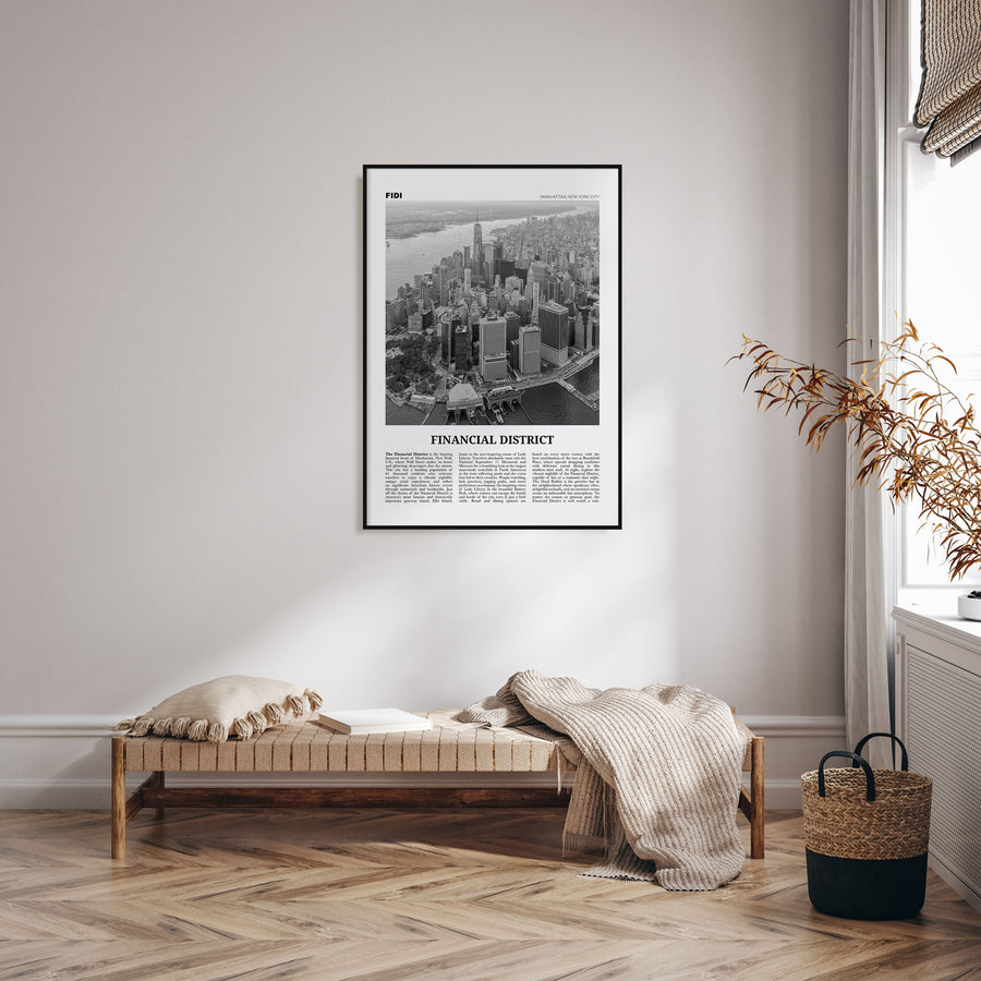 Financial District, New York City Travel B&W Poster