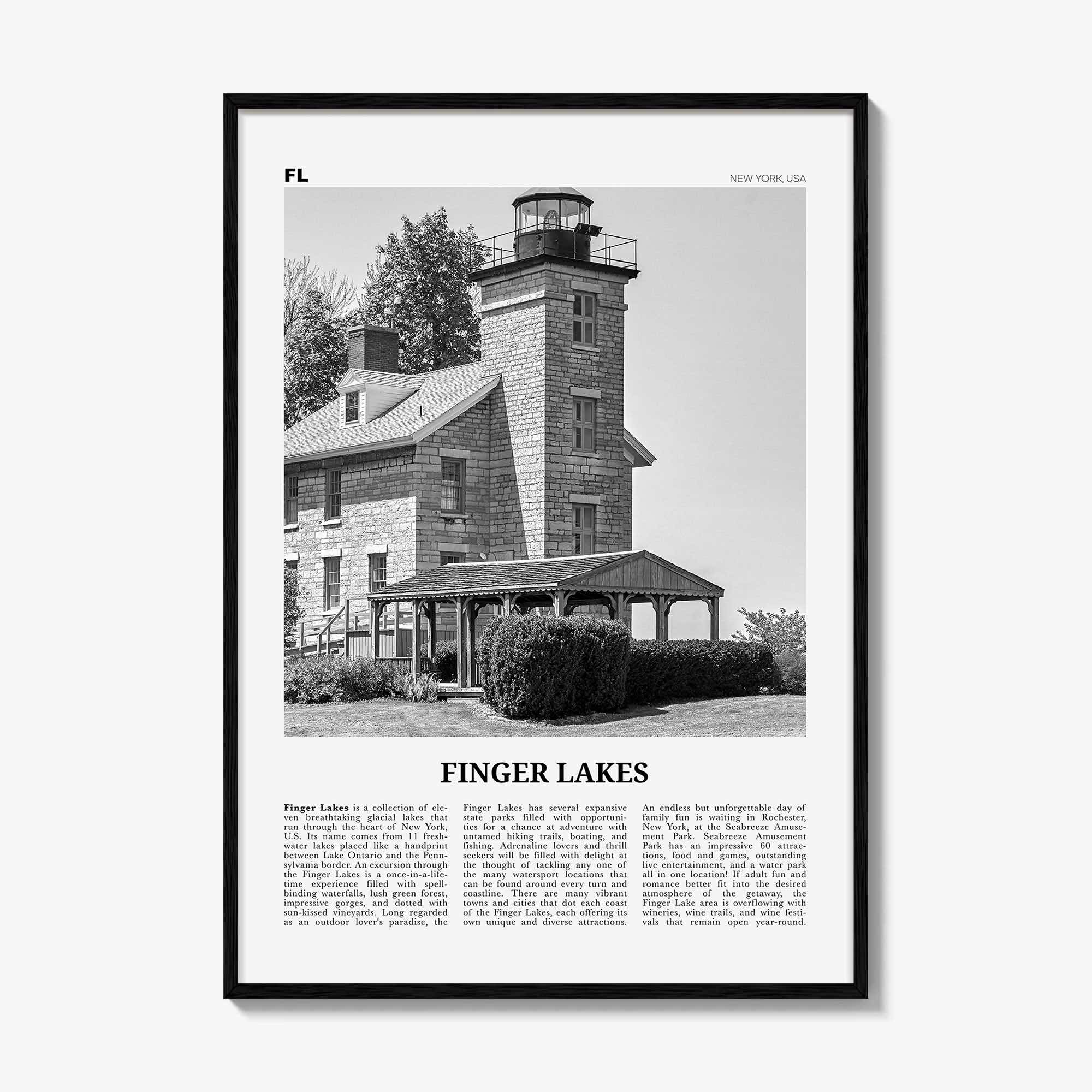 Finger Lakes Print Black and White, Finger Lakes Wall Art, Finger Lakes Poster, Finger Lakes Photo, Finger Lakes Wall Décor, New York, USA