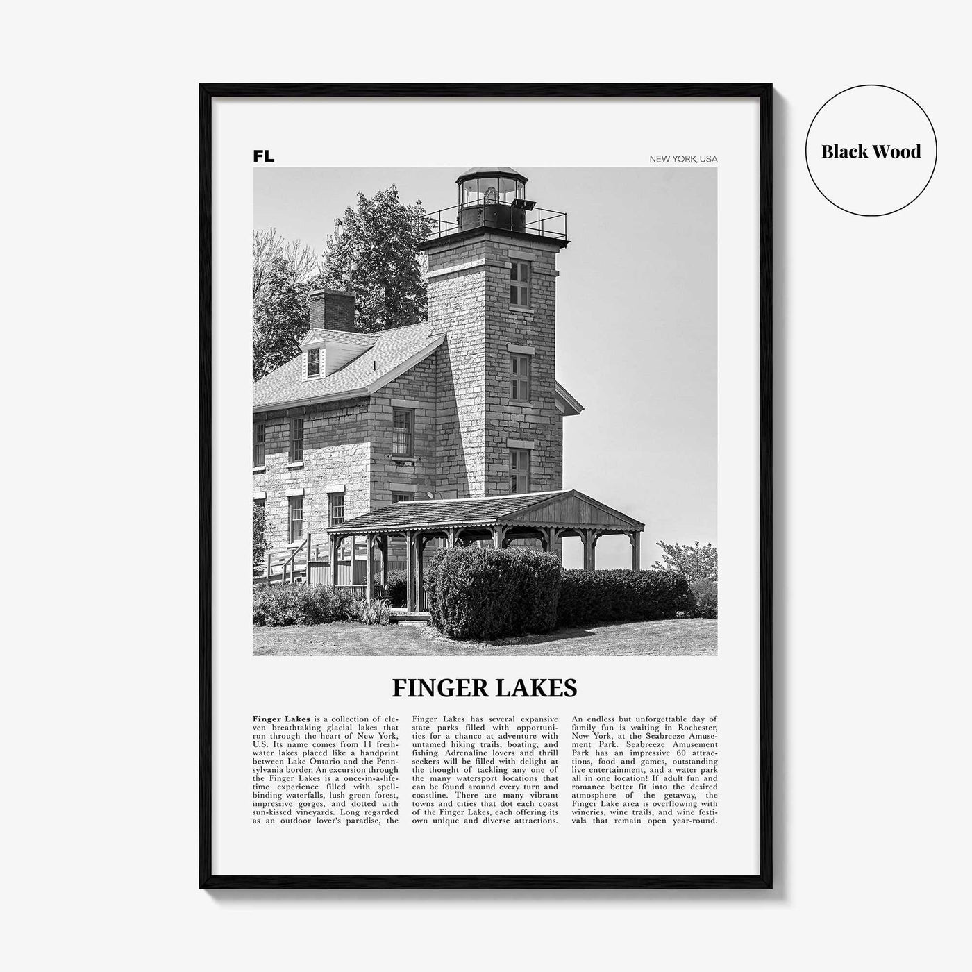 Finger Lakes Print Black and White, Finger Lakes Wall Art, Finger Lakes Poster, Finger Lakes Photo, Finger Lakes Wall Décor, New York, USA