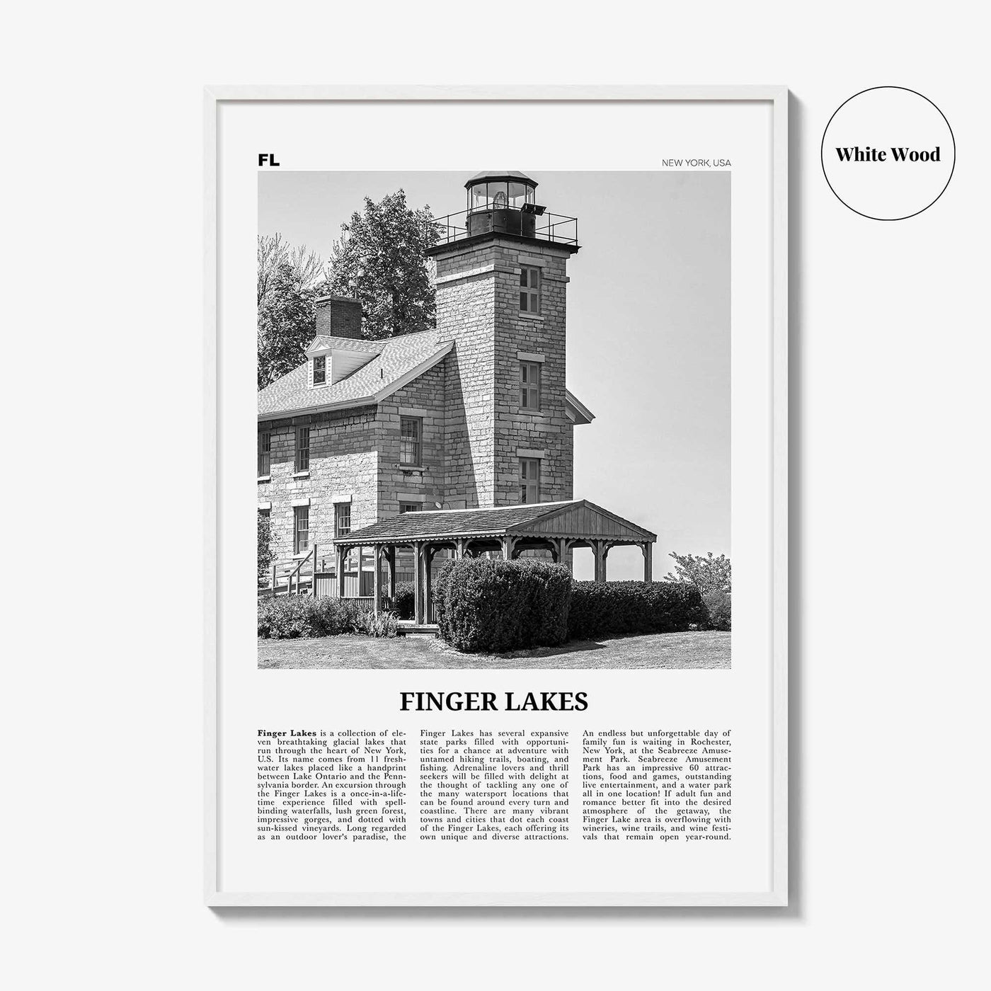 Finger Lakes Print Black and White, Finger Lakes Wall Art, Finger Lakes Poster, Finger Lakes Photo, Finger Lakes Wall Décor, New York, USA