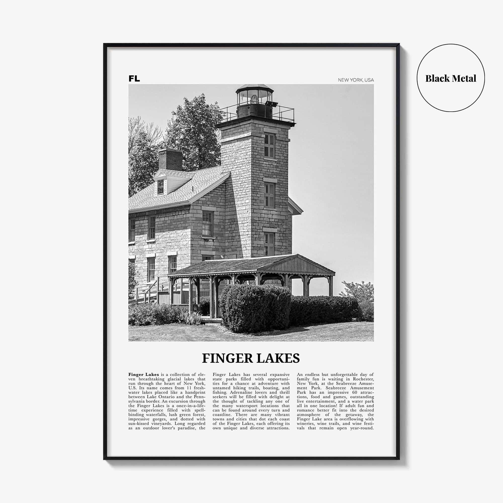 Finger Lakes Print Black and White, Finger Lakes Wall Art, Finger Lakes Poster, Finger Lakes Photo, Finger Lakes Wall Décor, New York, USA