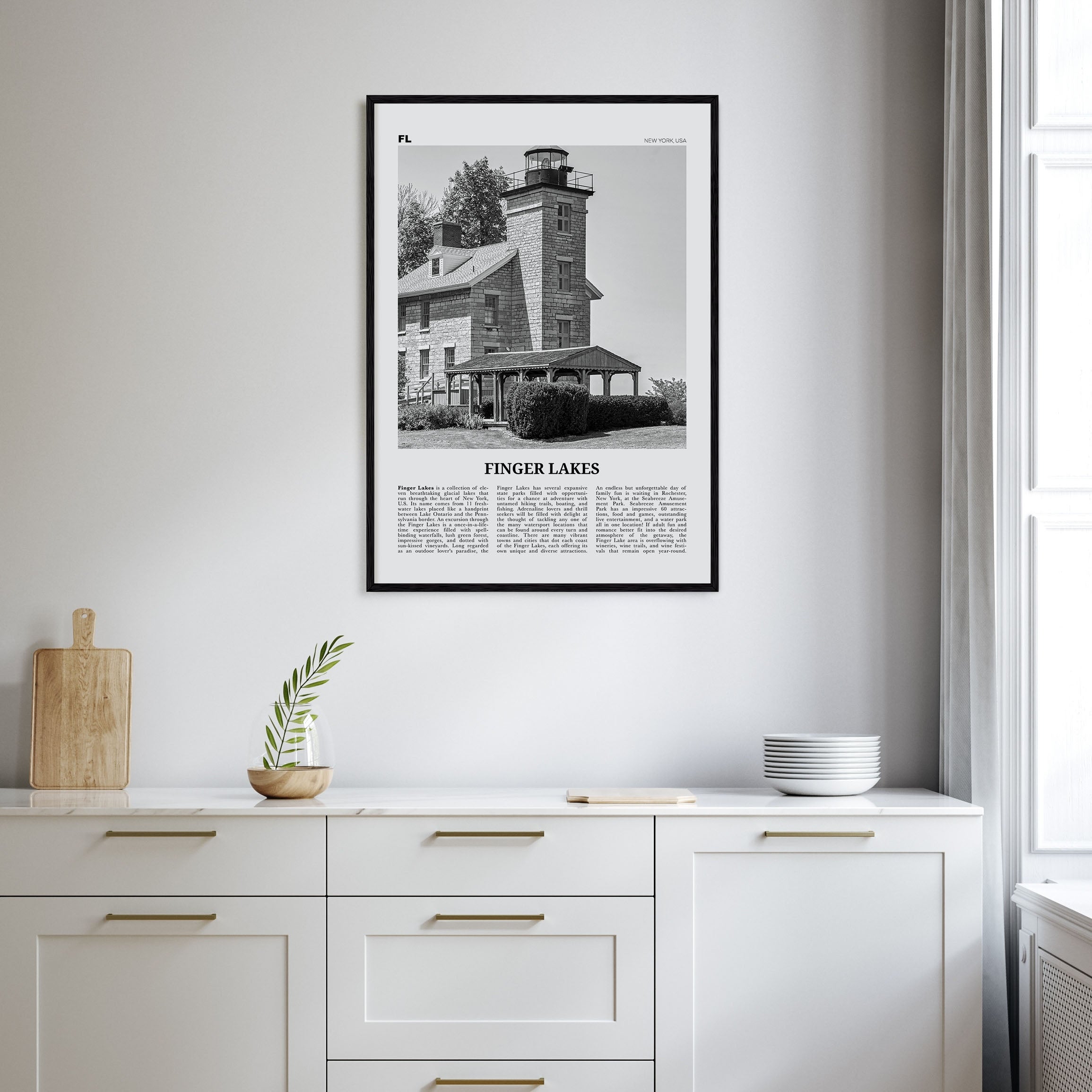 Finger Lakes Travel B&W Poster