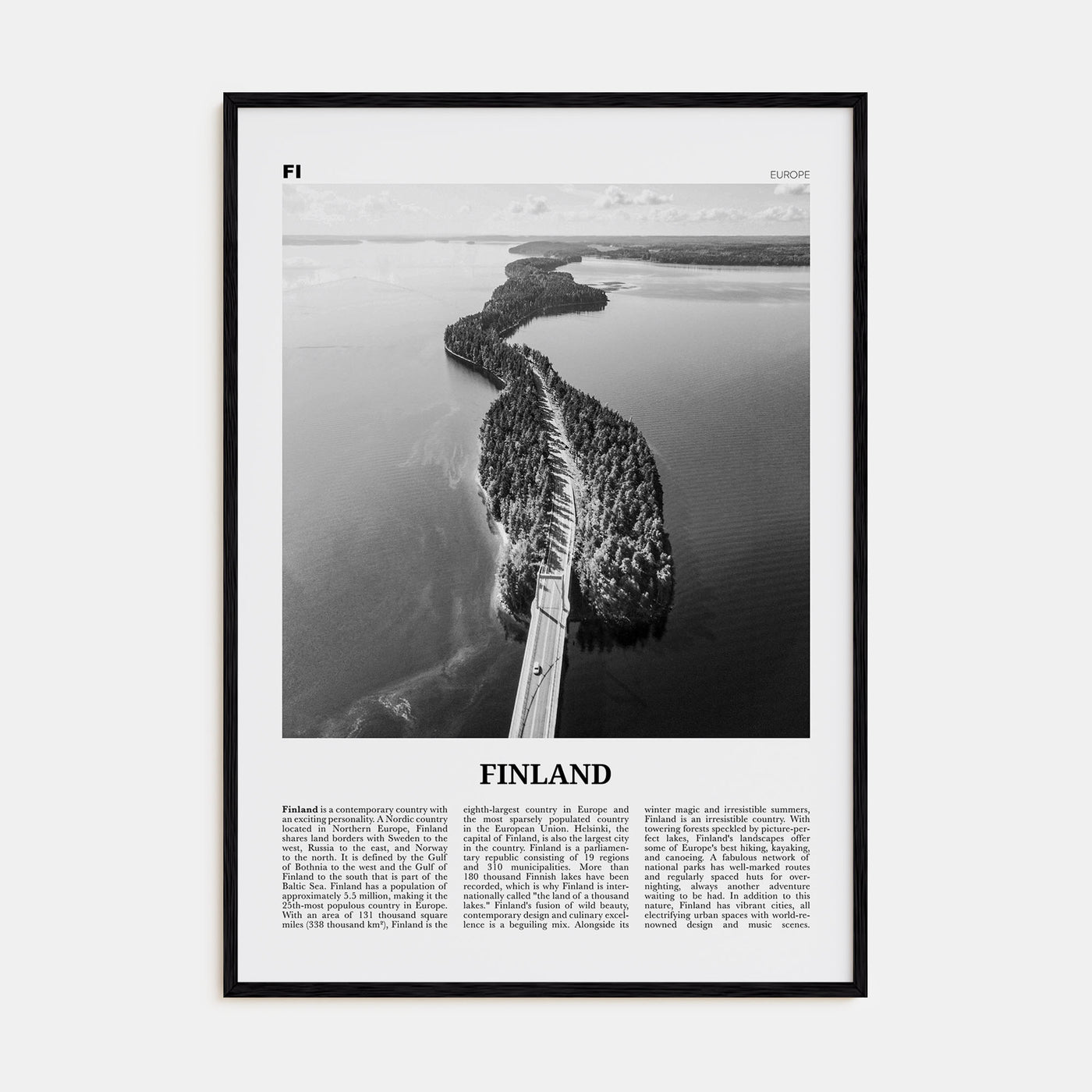 Finland Travel B&W Poster