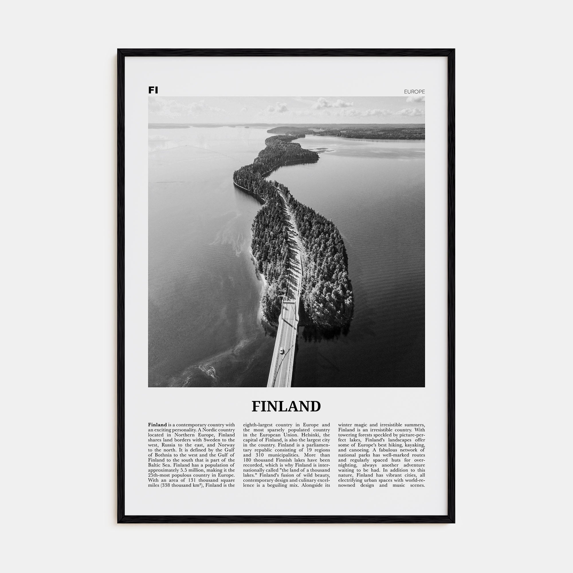Finland Travel B&W Poster