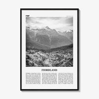Fiordland National Park Print Black and White, Fiordland Wall Art, Fiordland Poster, Fiordland Photo, Fiordland Map, New Zealand