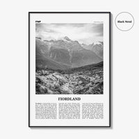 Fiordland National Park Print Black and White, Fiordland Wall Art, Fiordland Poster, Fiordland Photo, Fiordland Map, New Zealand