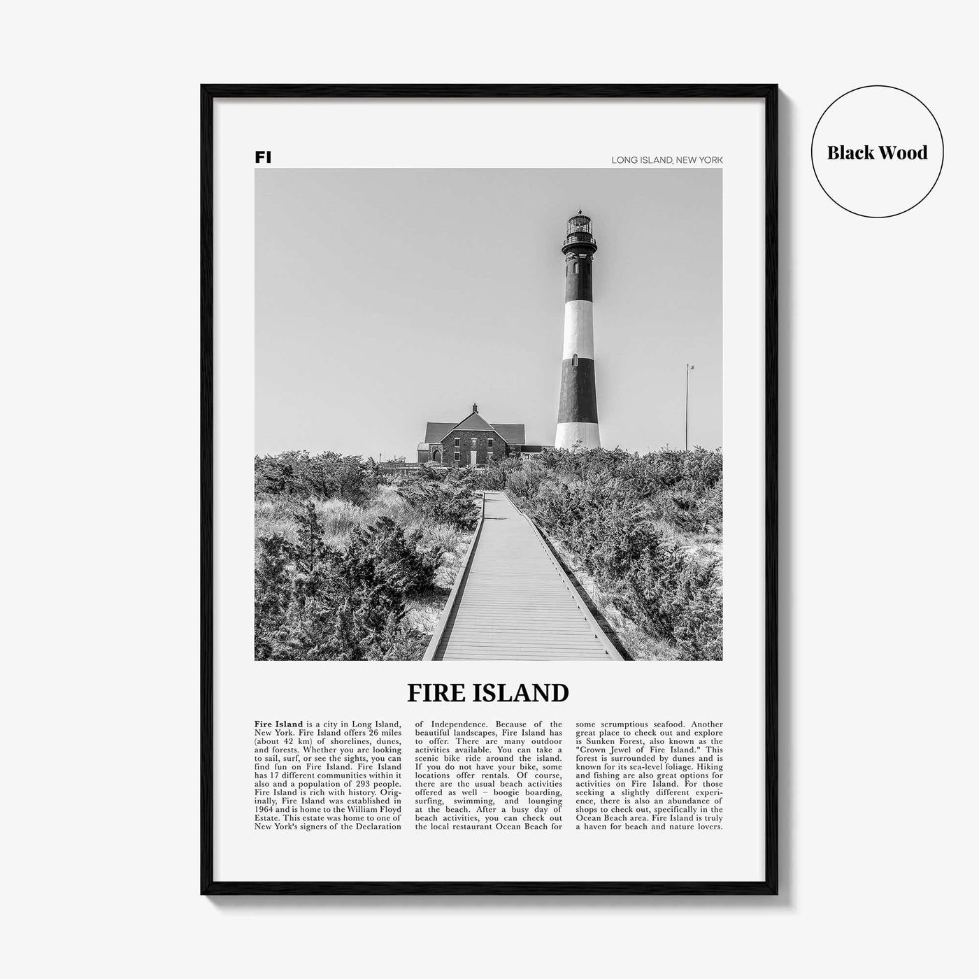 Fire Island Print Black and White, Fire Island Wall Art, Fire Island Poster, Fire Island Photo, Fire Island Wall Décor, Long Island, USA