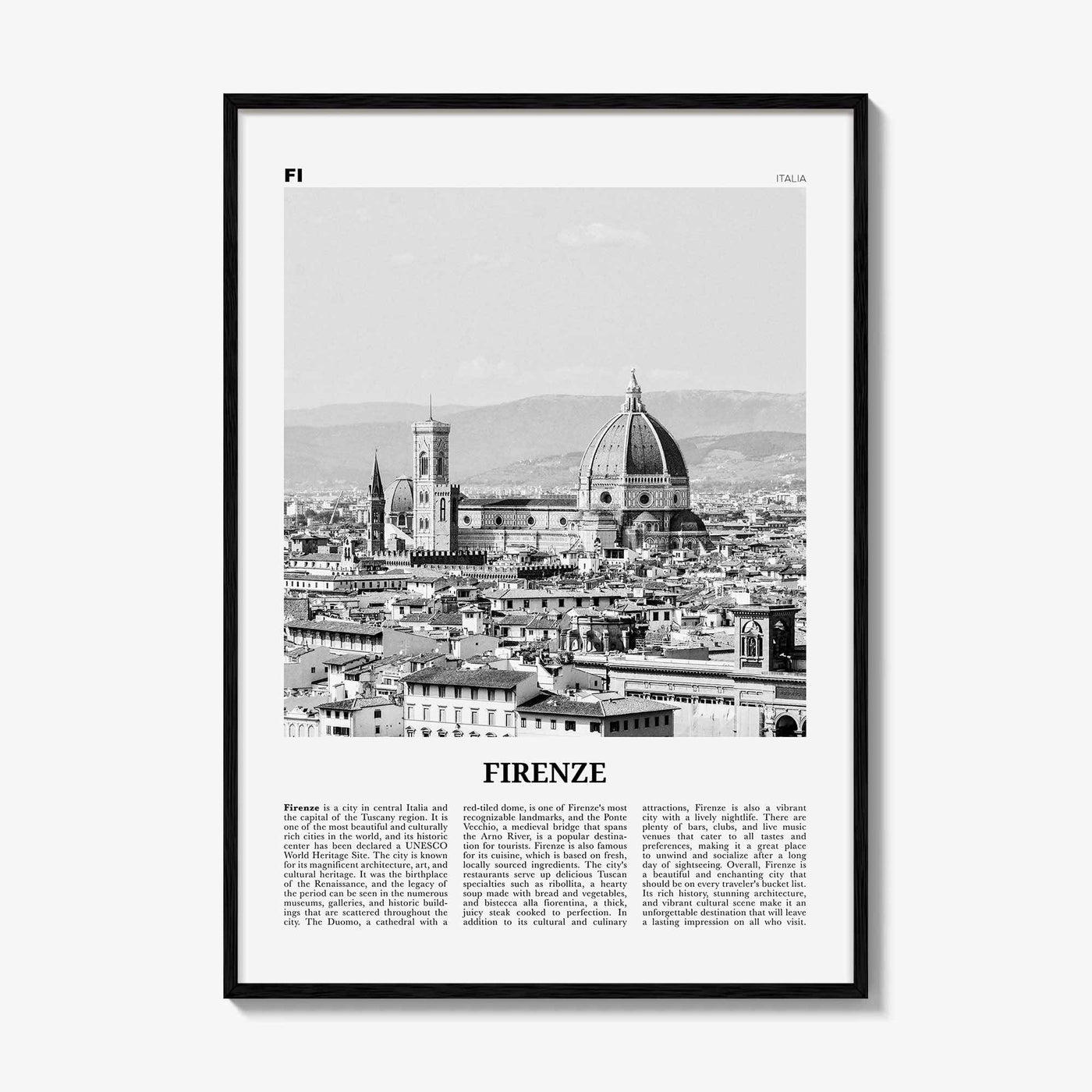 Firenze Print Black and White, Firenze Wall Art, Firenze Poster, Firenze Photo, Firenze Wall Décor, Firenze Map, Italia