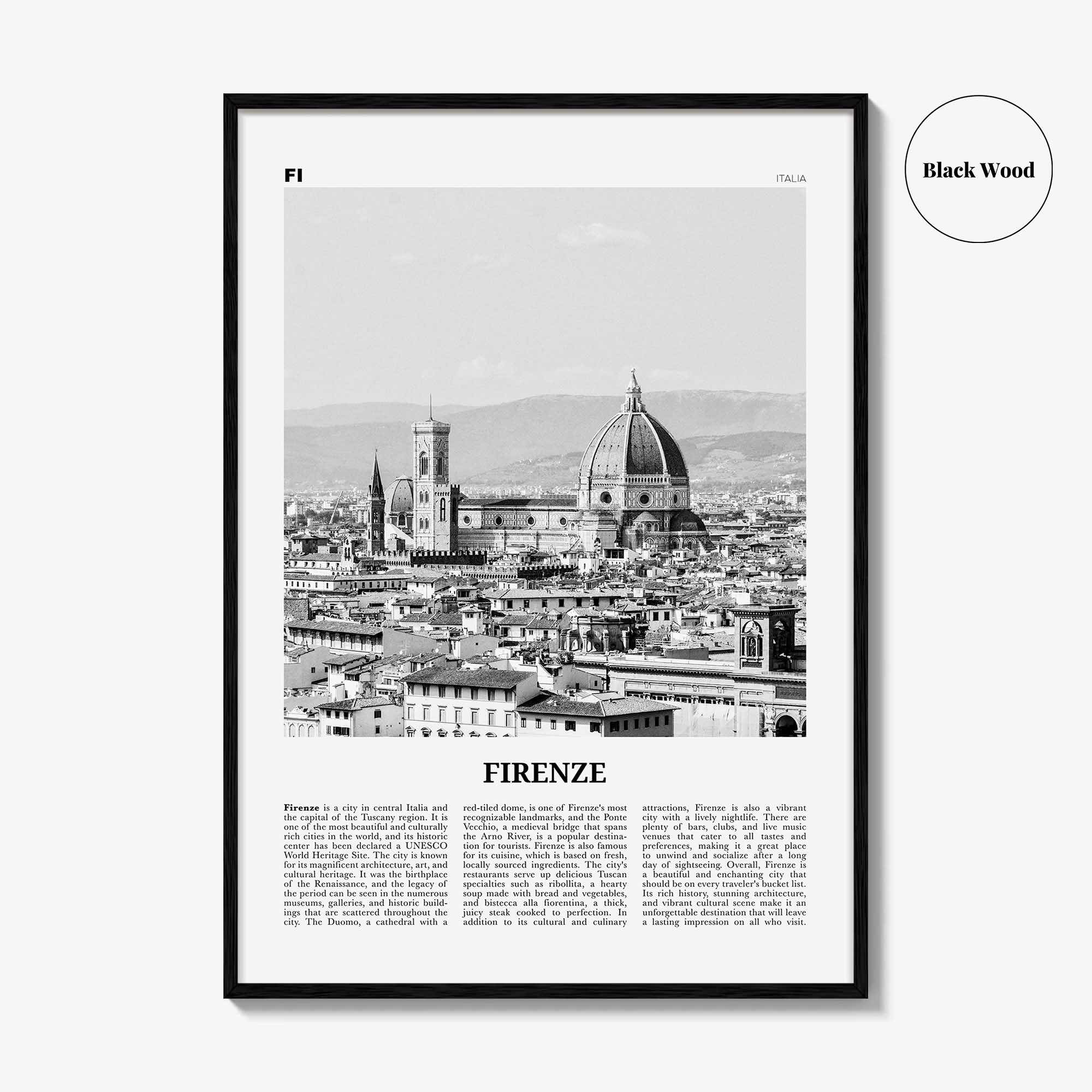 Firenze Print Black and White, Firenze Wall Art, Firenze Poster, Firenze Photo, Firenze Wall Décor, Firenze Map, Italia