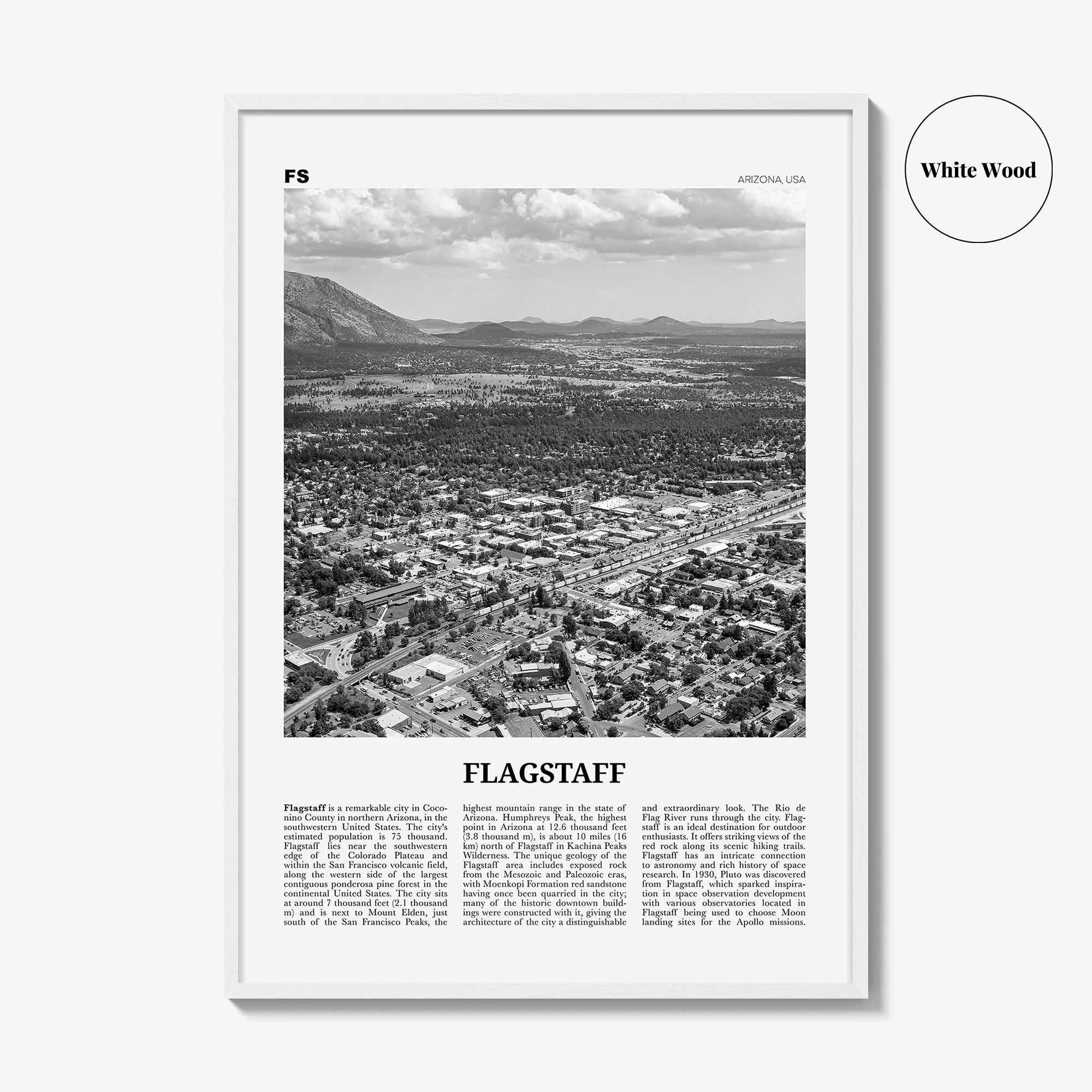 Flagstaff Print Black and White, Flagstaff Wall Art, Flagstaff Poster, Flagstaff Photo, Flagstaff Wall Décor, Arizona, USA United States
