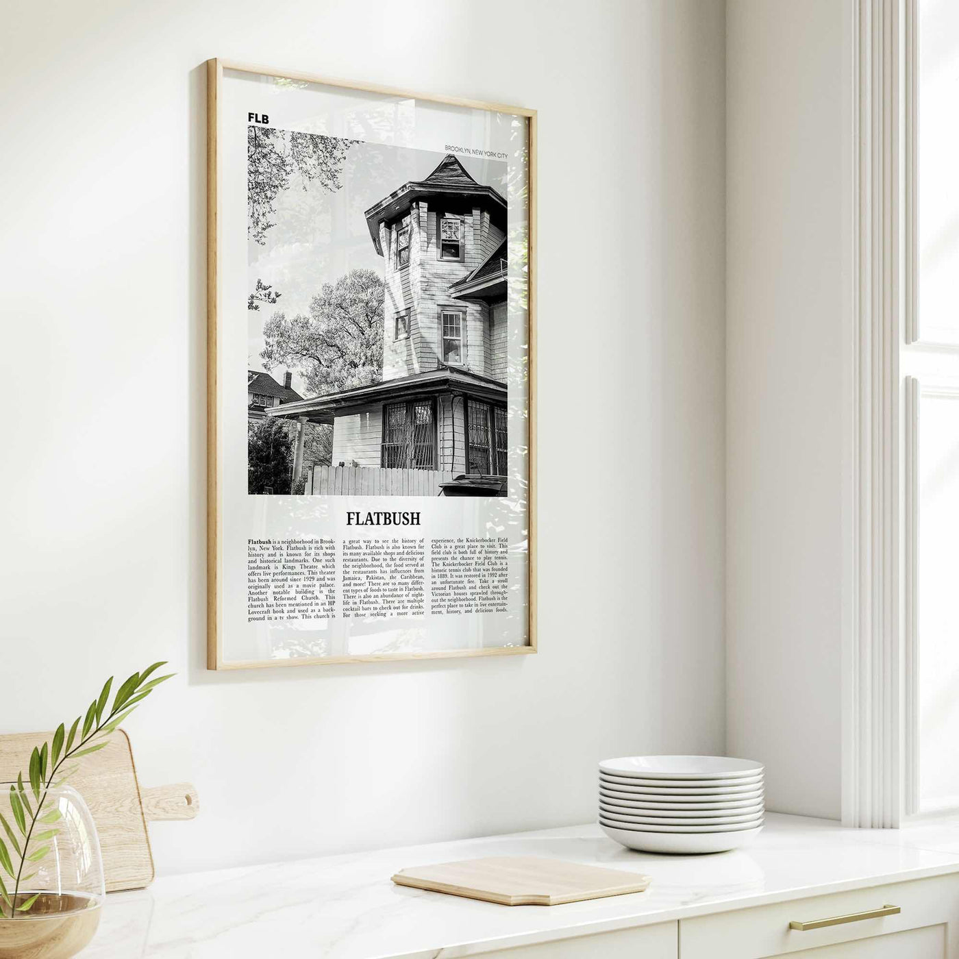 Flatbush Print Black and White, Flatbush Wall Art, Flatbush Poster, Flatbush Photo, Flatbush Wall Décor, State, Brooklyn, New York, USA