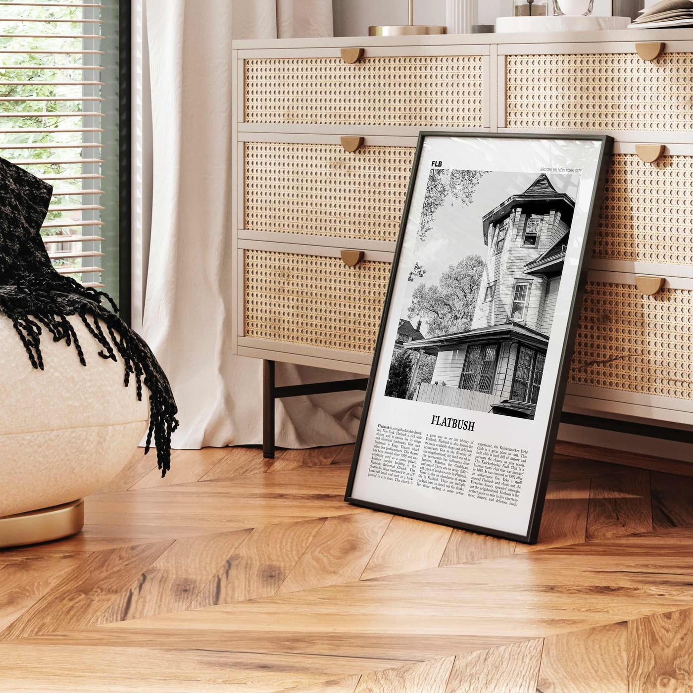 Flatbush Print Black and White, Flatbush Wall Art, Flatbush Poster, Flatbush Photo, Flatbush Wall Décor, State, Brooklyn, New York, USA