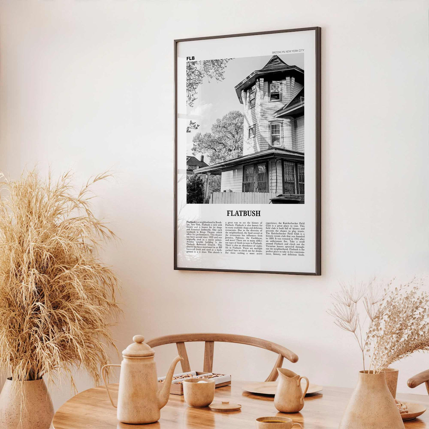 Flatbush Print Black and White, Flatbush Wall Art, Flatbush Poster, Flatbush Photo, Flatbush Wall Décor, State, Brooklyn, New York, USA