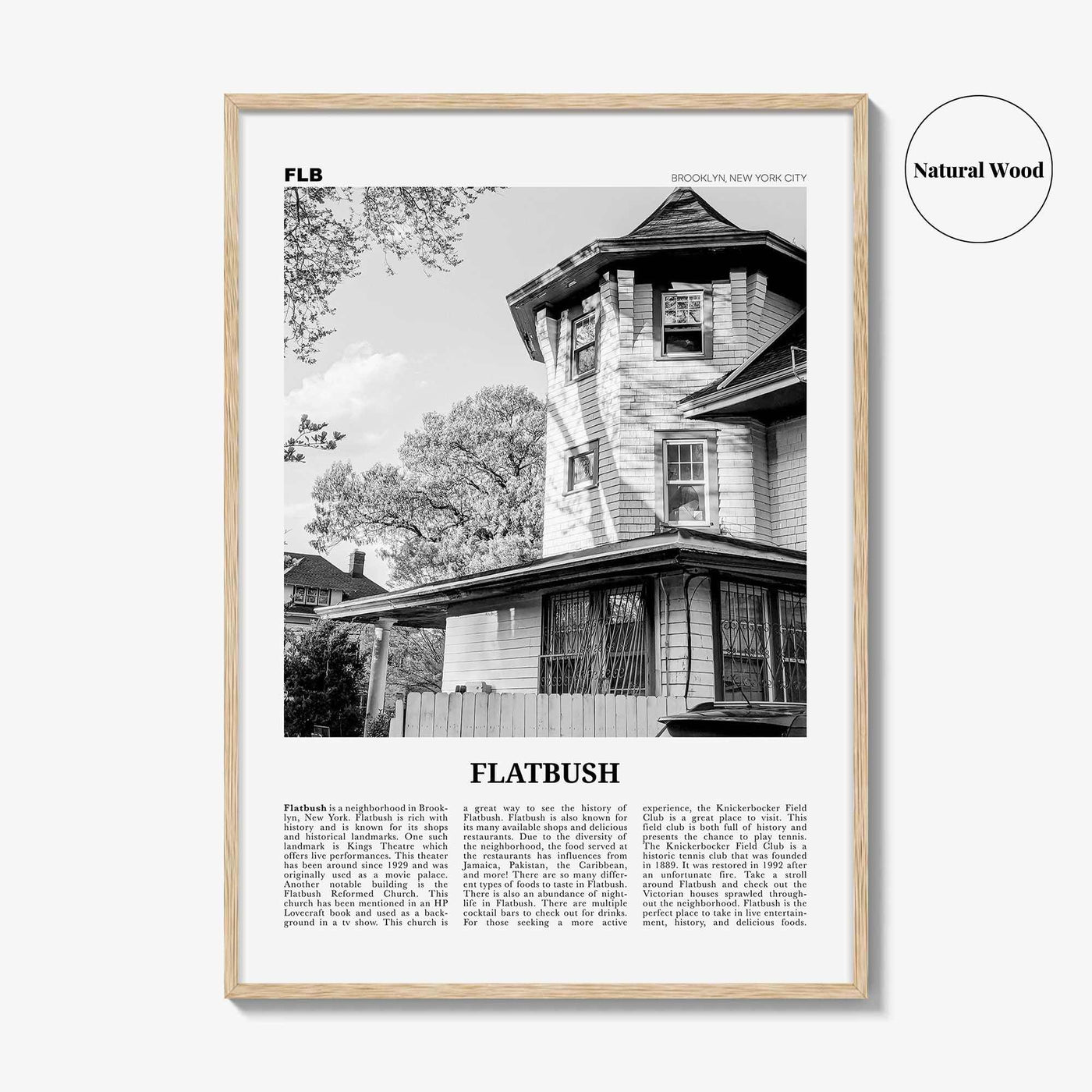 Flatbush Print Black and White, Flatbush Wall Art, Flatbush Poster, Flatbush Photo, Flatbush Wall Décor, State, Brooklyn, New York, USA