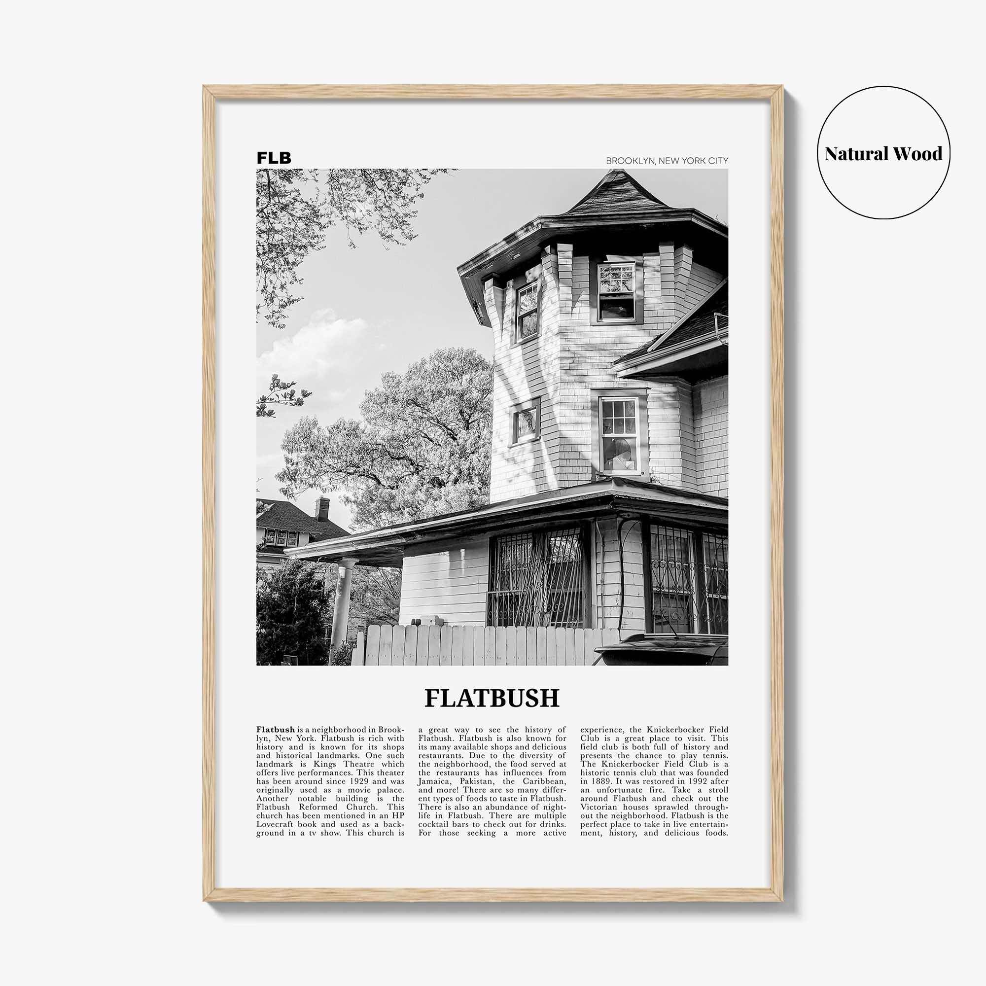 Flatbush Print Black and White, Flatbush Wall Art, Flatbush Poster, Flatbush Photo, Flatbush Wall Décor, State, Brooklyn, New York, USA