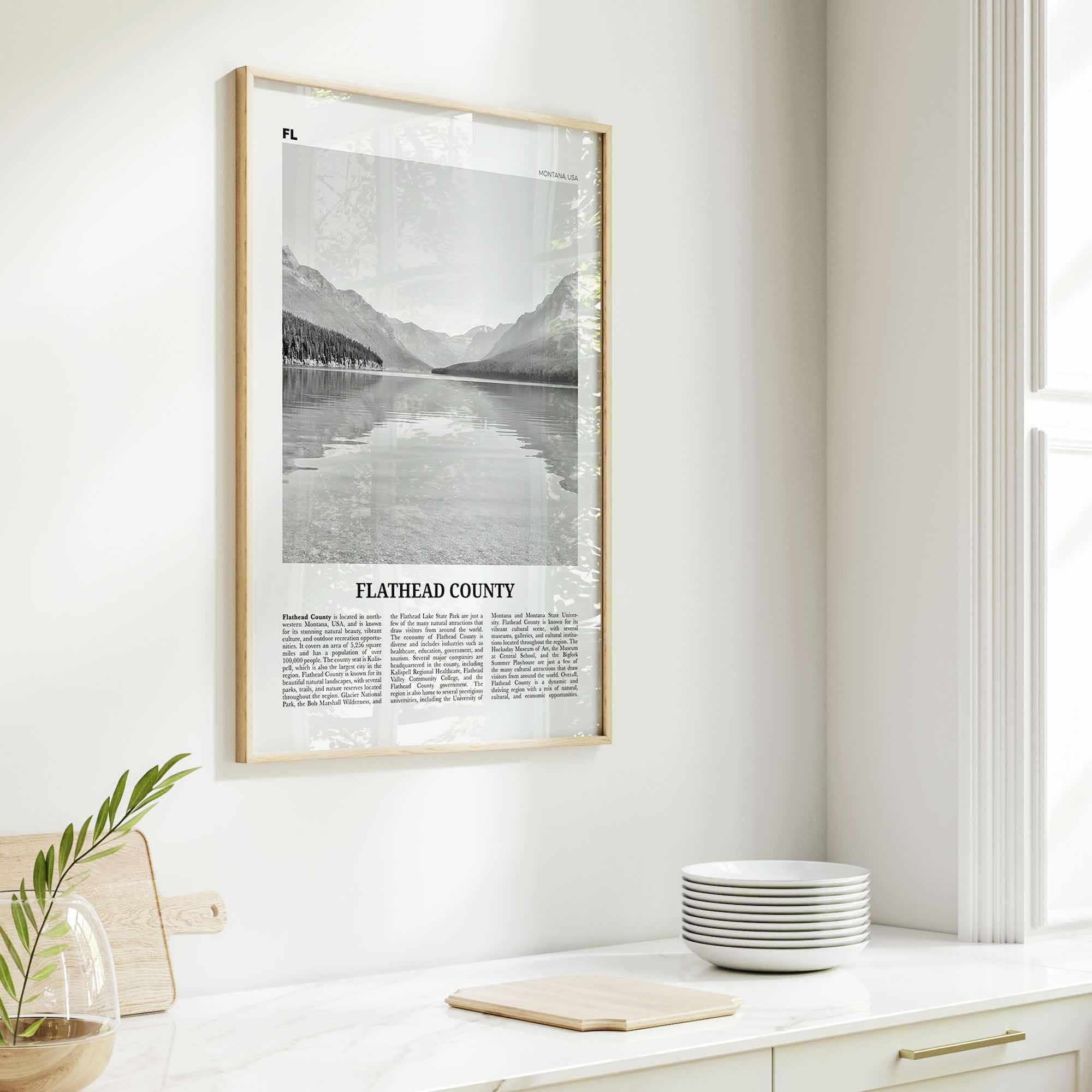 Flathead County Print Black and White, Flathead County Wall Art, Flathead County Poster, Flathead Photo, Flathead Wall Décor, Flathead Map