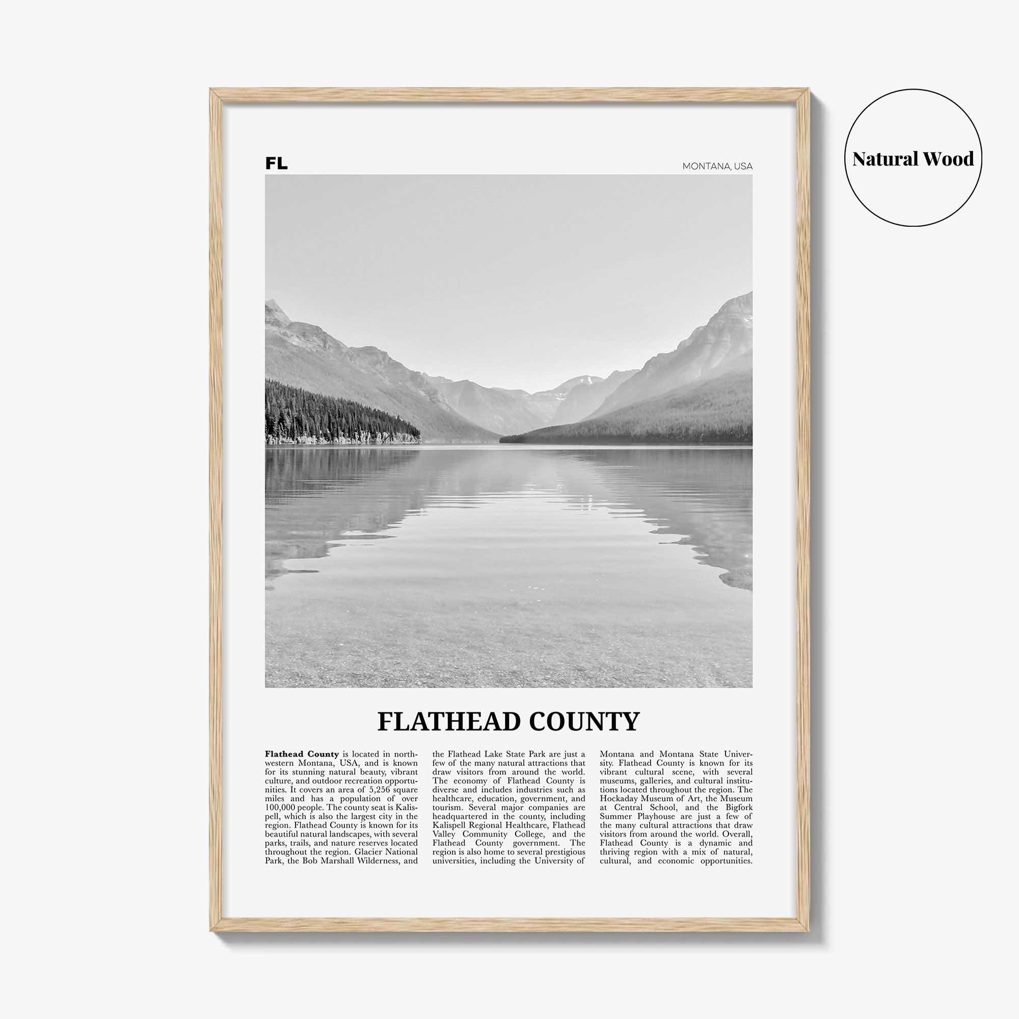 Flathead County Print Black and White, Flathead County Wall Art, Flathead County Poster, Flathead Photo, Flathead Wall Décor, Flathead Map
