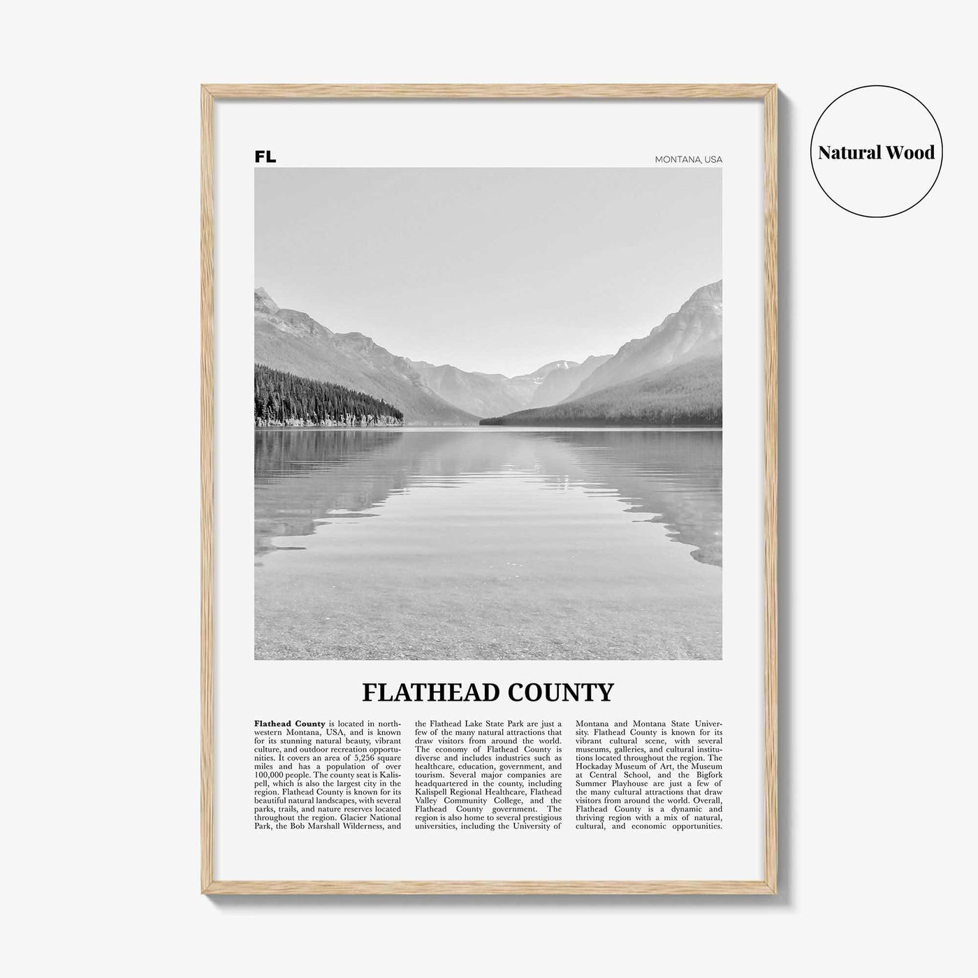 Flathead County Print Black and White, Flathead County Wall Art, Flathead County Poster, Flathead Photo, Flathead Wall Décor, Flathead Map