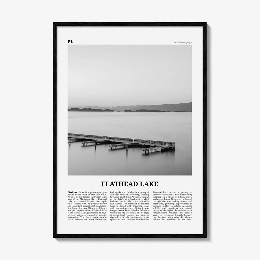 Flathead Lake Print Black and White, Flathead Lake Wall Art, Flathead Lake Poster, Flathead Lake Photo, Flathead Lake Décor, United States