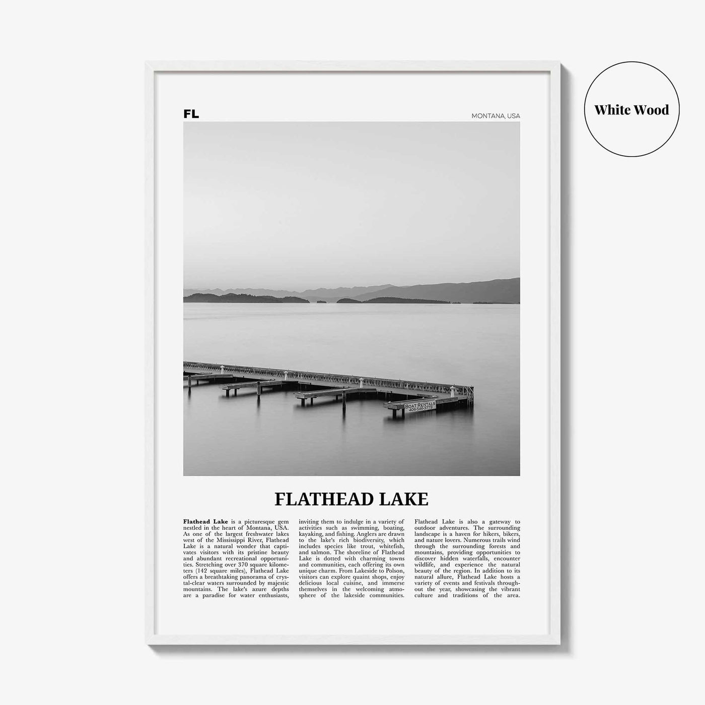 Flathead Lake Print Black and White, Flathead Lake Wall Art, Flathead Lake Poster, Flathead Lake Photo, Flathead Lake Décor, United States