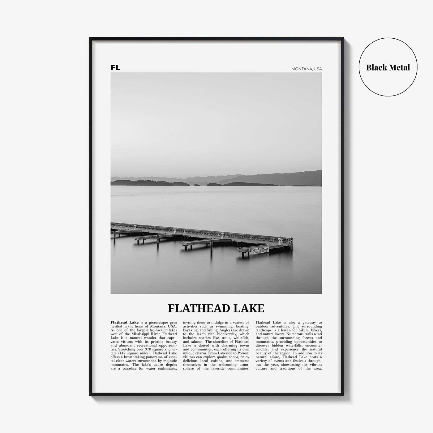 Flathead Lake Print Black and White, Flathead Lake Wall Art, Flathead Lake Poster, Flathead Lake Photo, Flathead Lake Décor, United States