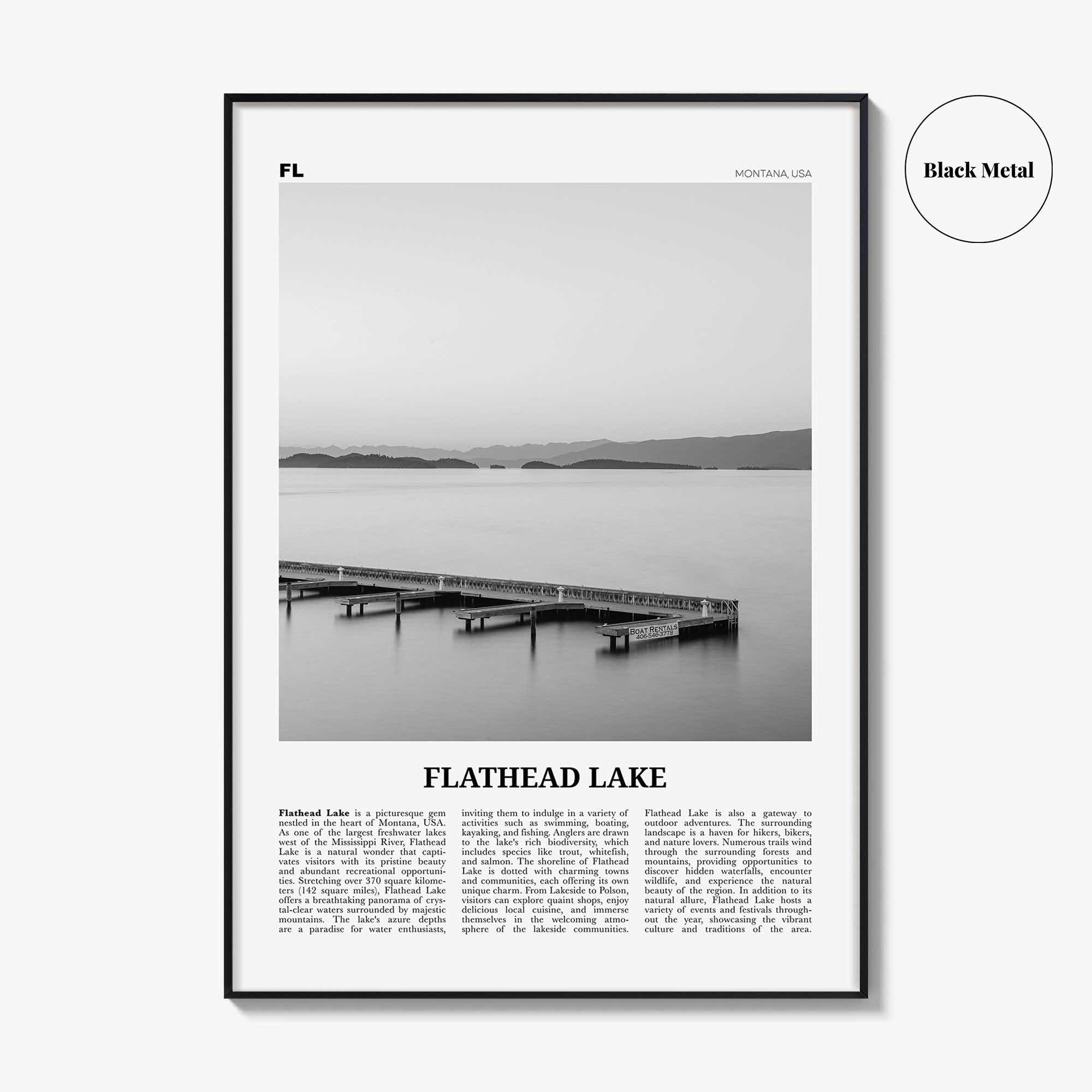 Flathead Lake Print Black and White, Flathead Lake Wall Art, Flathead Lake Poster, Flathead Lake Photo, Flathead Lake Décor, United States