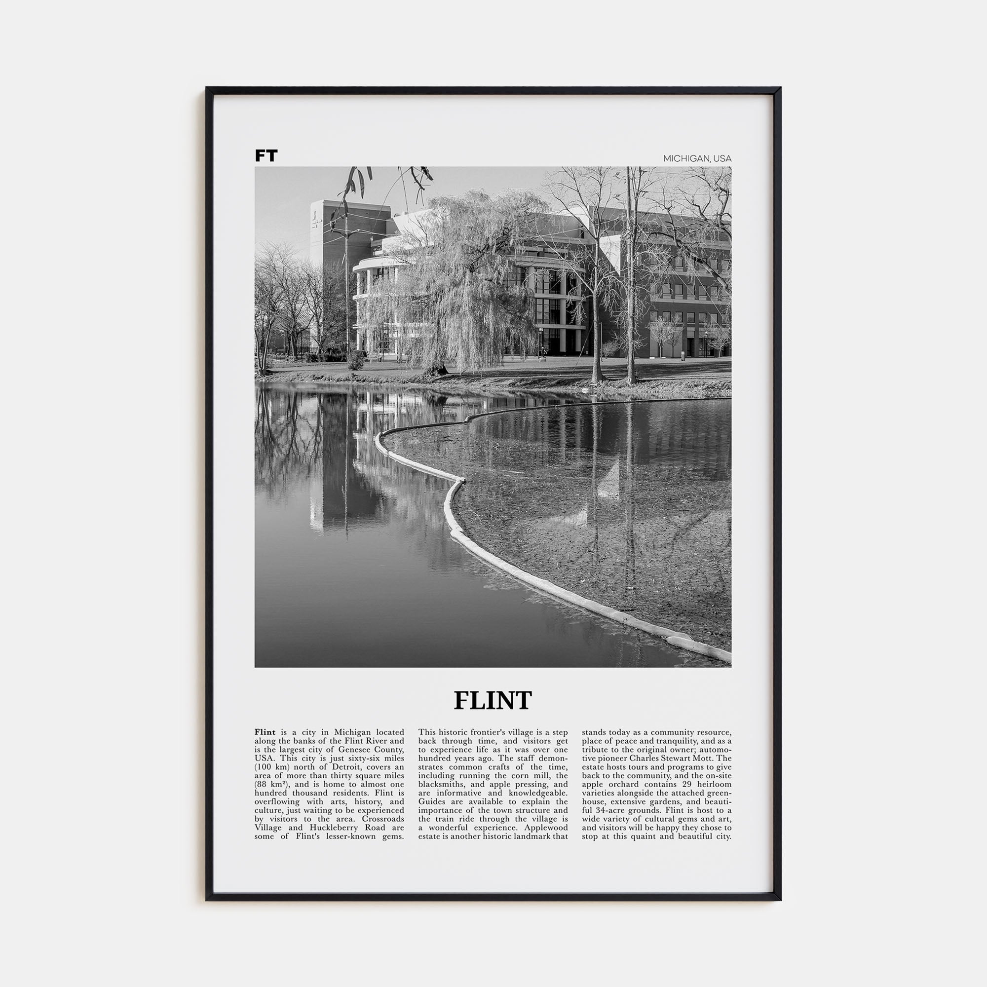 Flint Travel B&W Poster