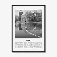 Flint Print Black and White, Flint Wall Art, Flint Poster, Flint Photo, Flint Map, Michigan, USA, United States