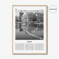 Flint Print Black and White, Flint Wall Art, Flint Poster, Flint Photo, Flint Map, Michigan, USA, United States