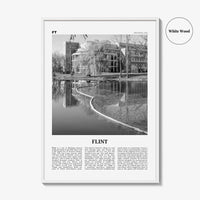 Flint Print Black and White, Flint Wall Art, Flint Poster, Flint Photo, Flint Map, Michigan, USA, United States