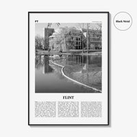 Flint Print Black and White, Flint Wall Art, Flint Poster, Flint Photo, Flint Map, Michigan, USA, United States