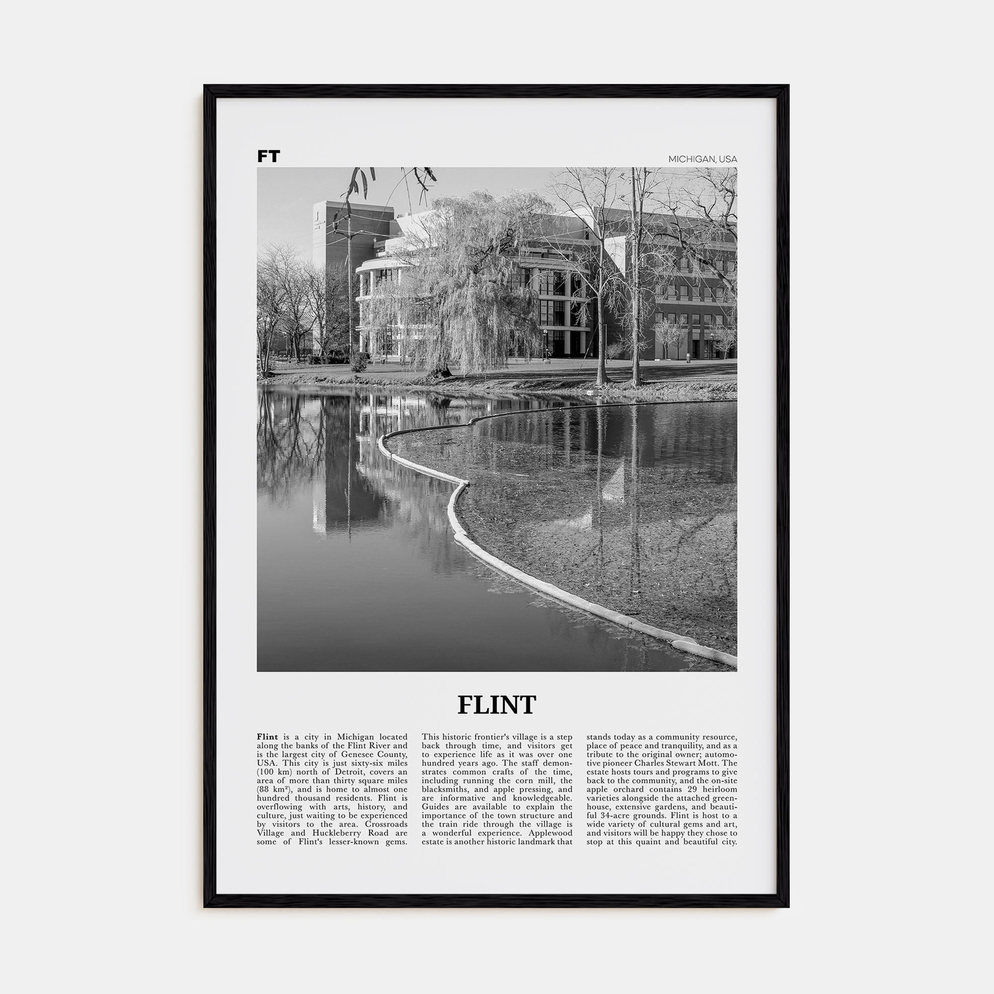 Flint Travel B&W Poster
