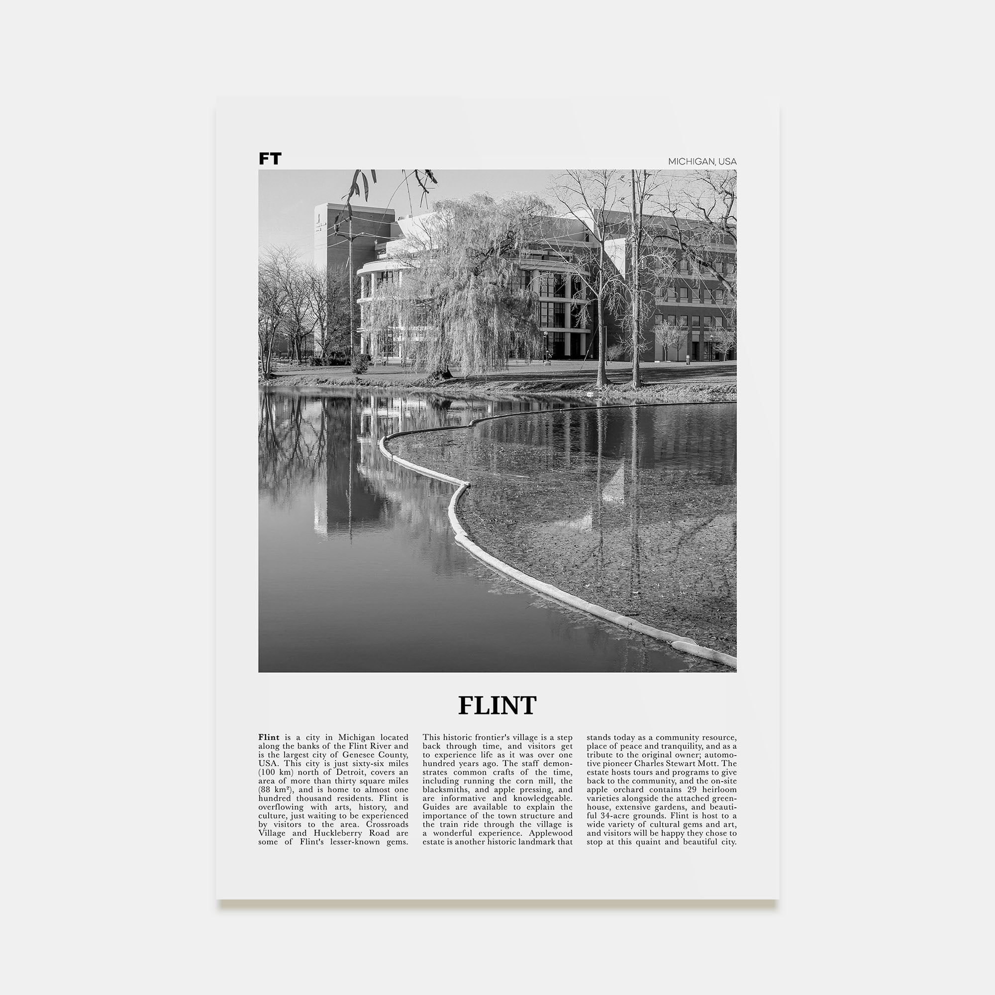 Flint Travel B&W Poster