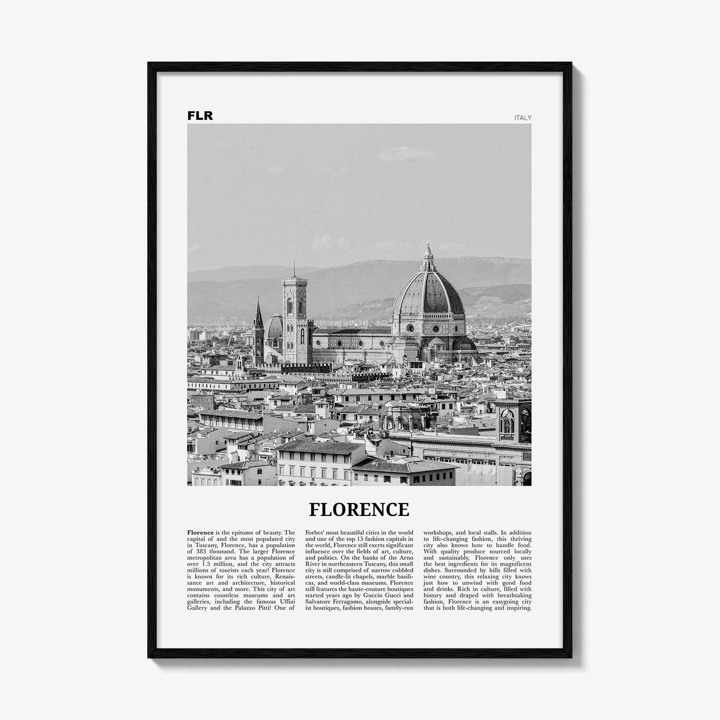 Florence Print Black and White No 1, Florence Wall Art, Florence Poster, Florence Photo, Florence Decor, Italy, Firenze, Tuscany, Italia