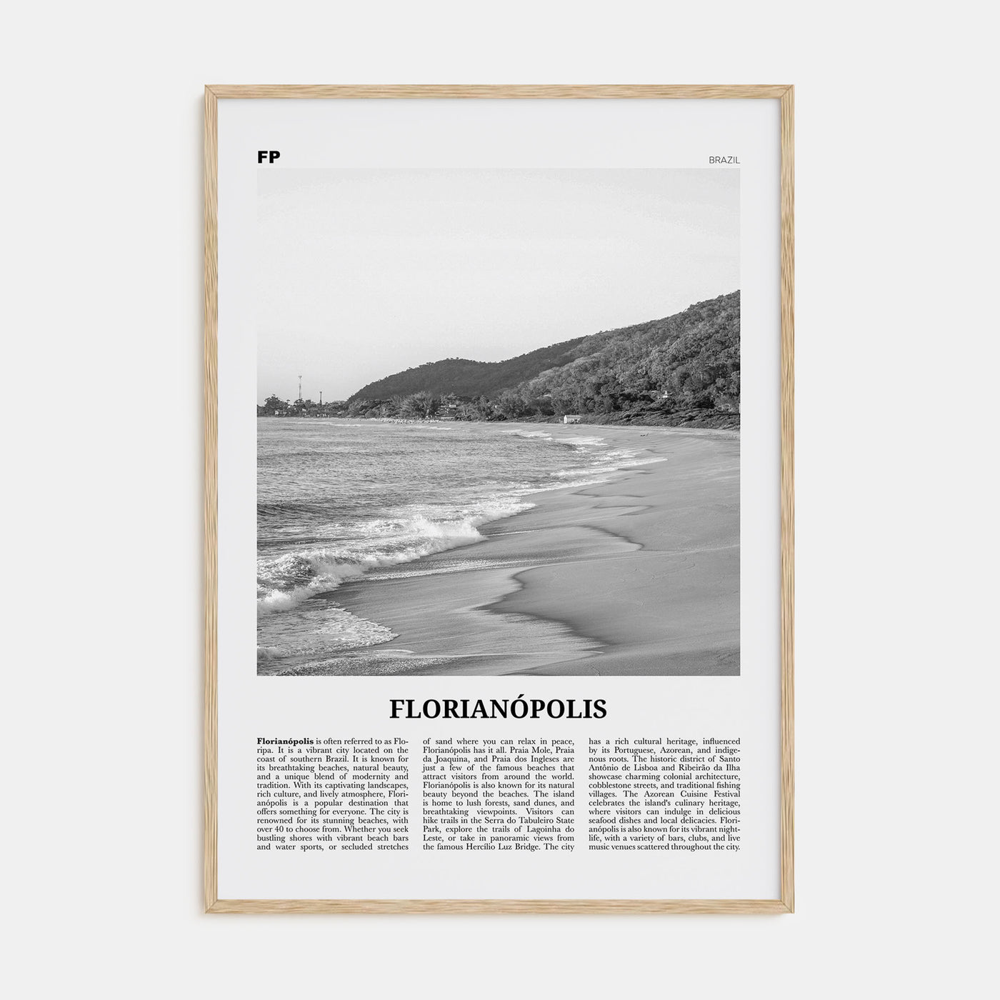 Florianópolis Travel B&W Poster